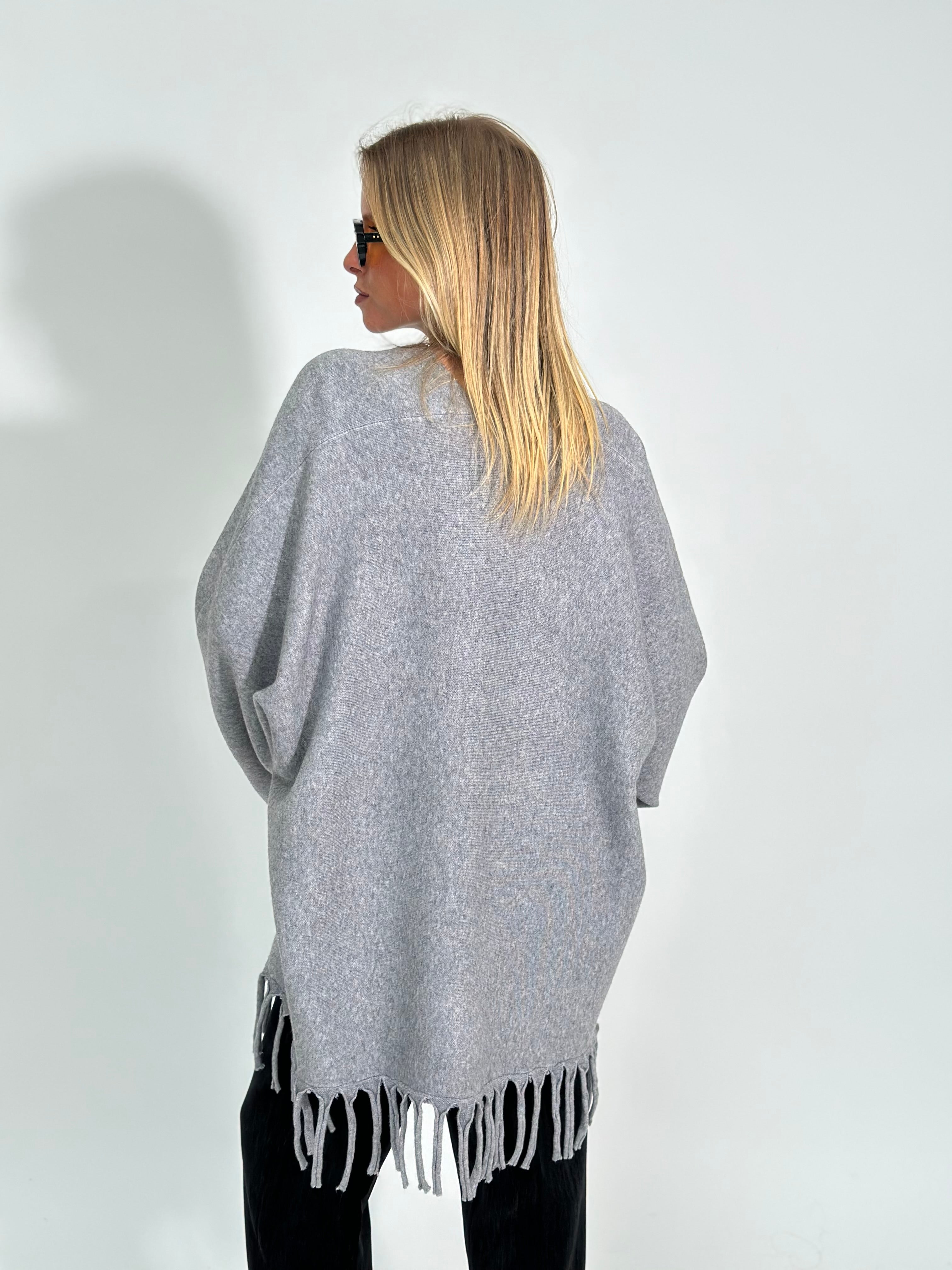 Cardigan frange 28109 GRIGIO