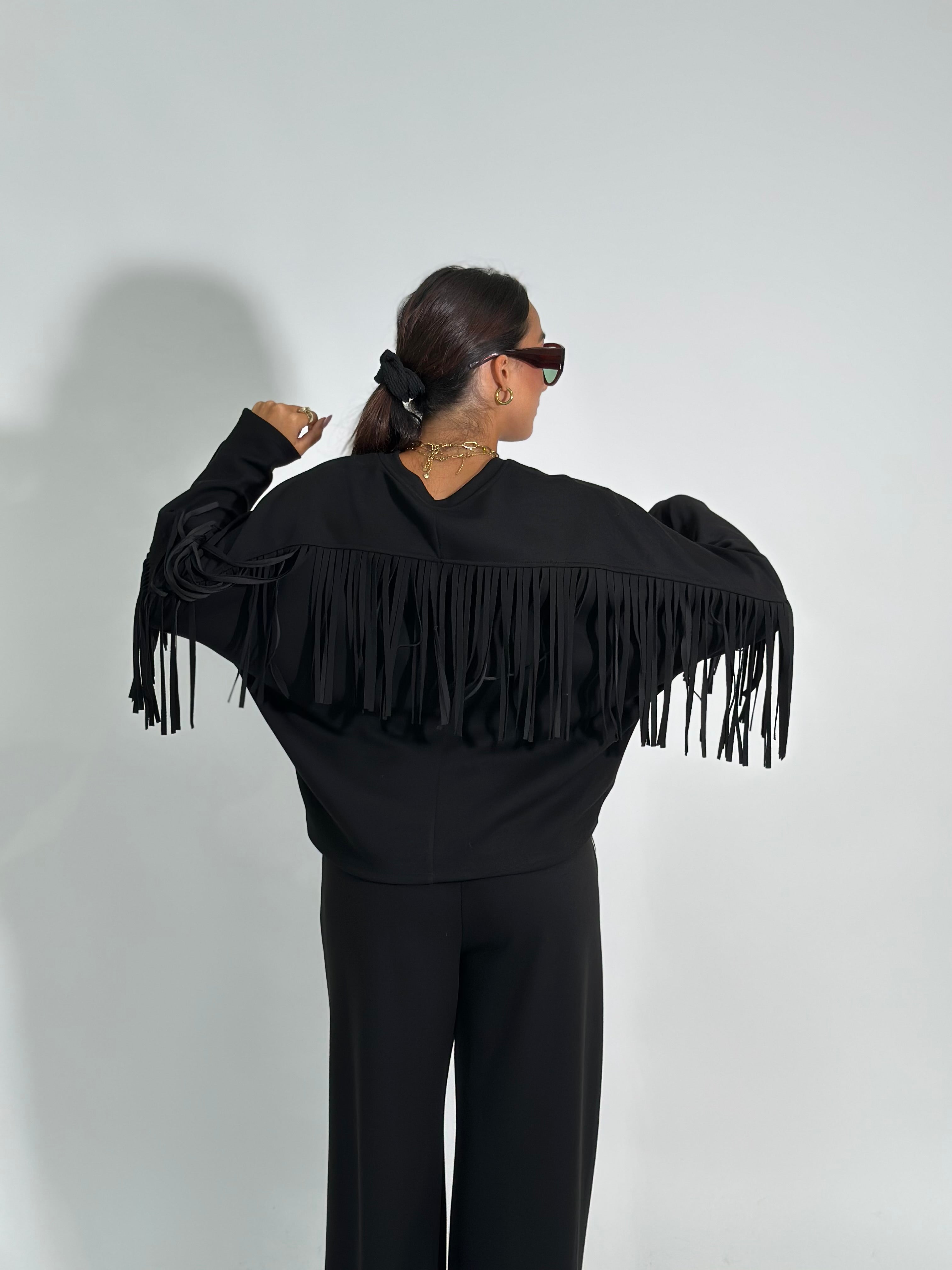 Felpa frange 80039 NERO