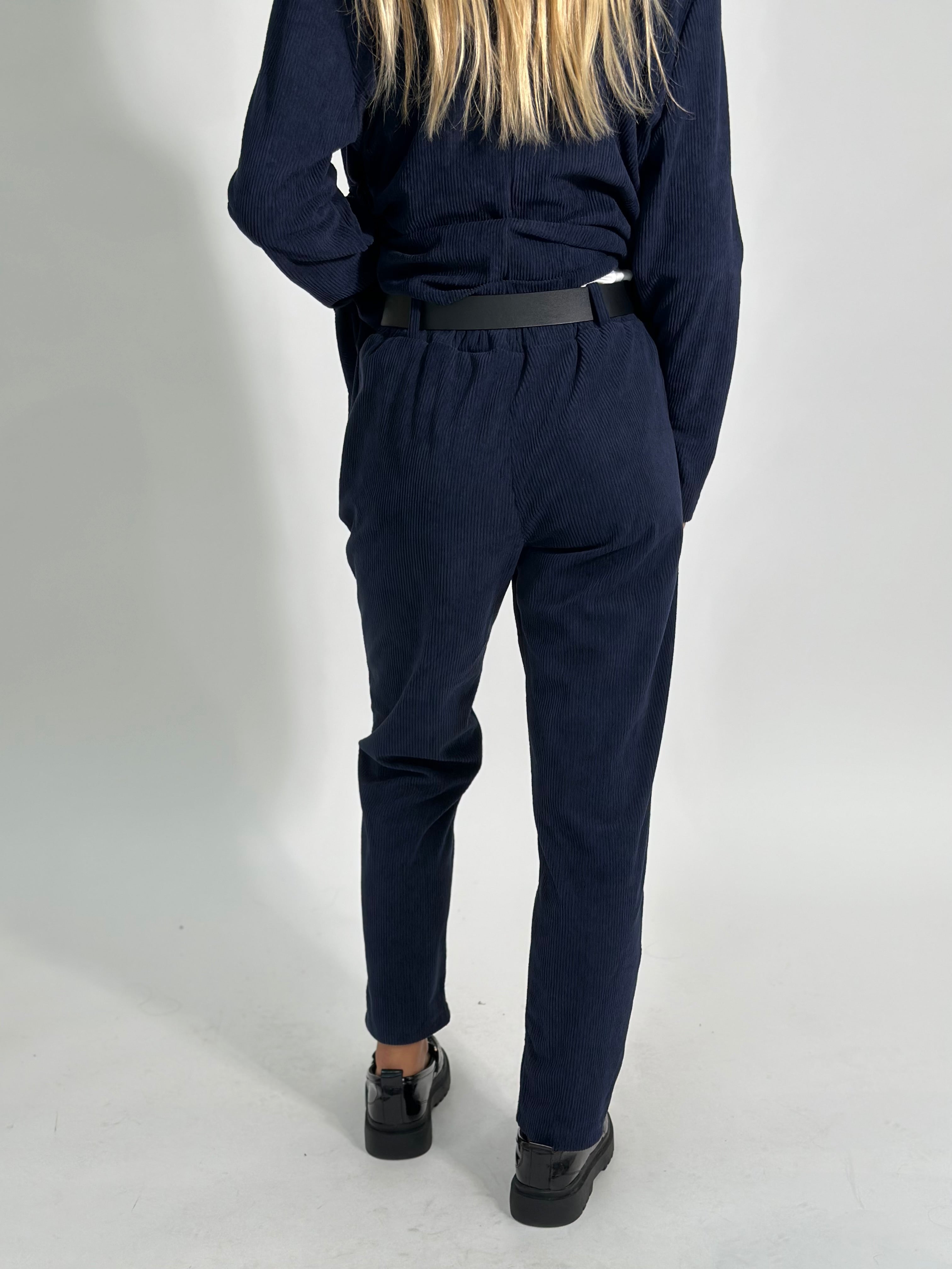 Pantalone velluto cintura 25337BLU