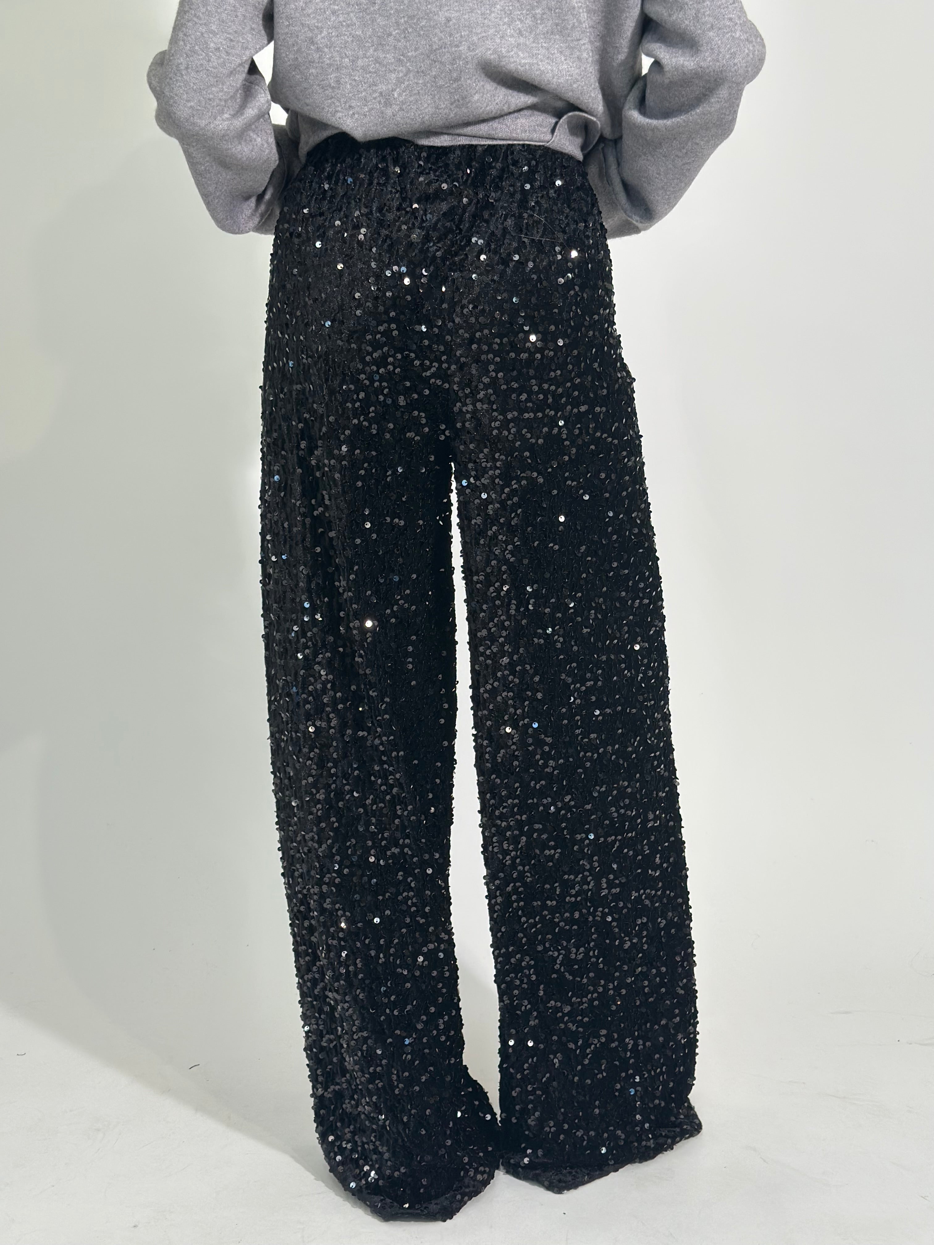 Pantalone paillettes 27833 NERO