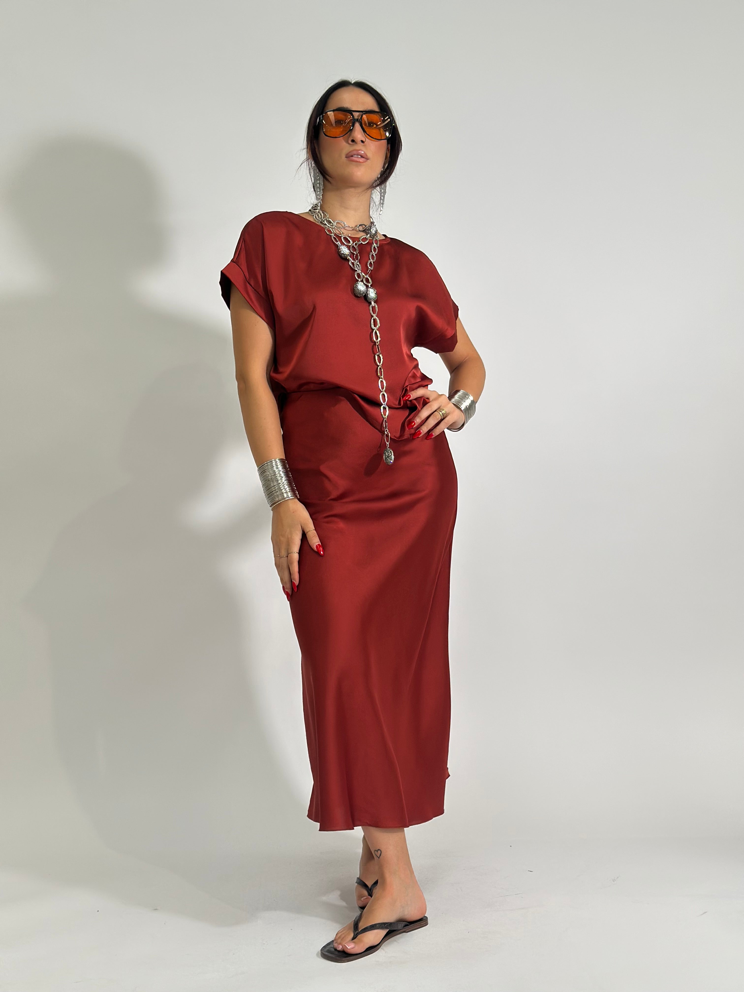 Gonna satin 2236 MATTONE
