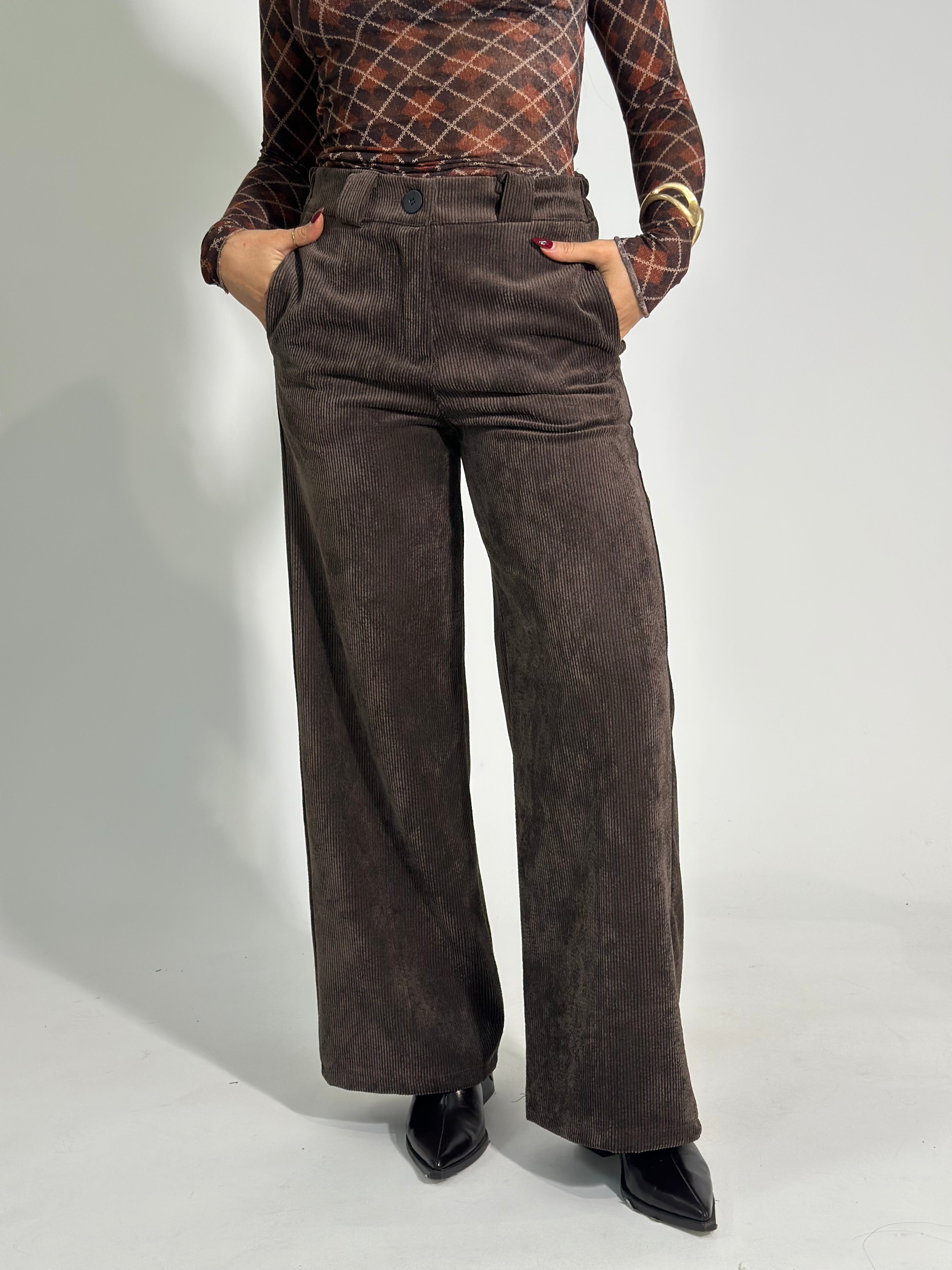 Pantalone velluto 3570 MORO