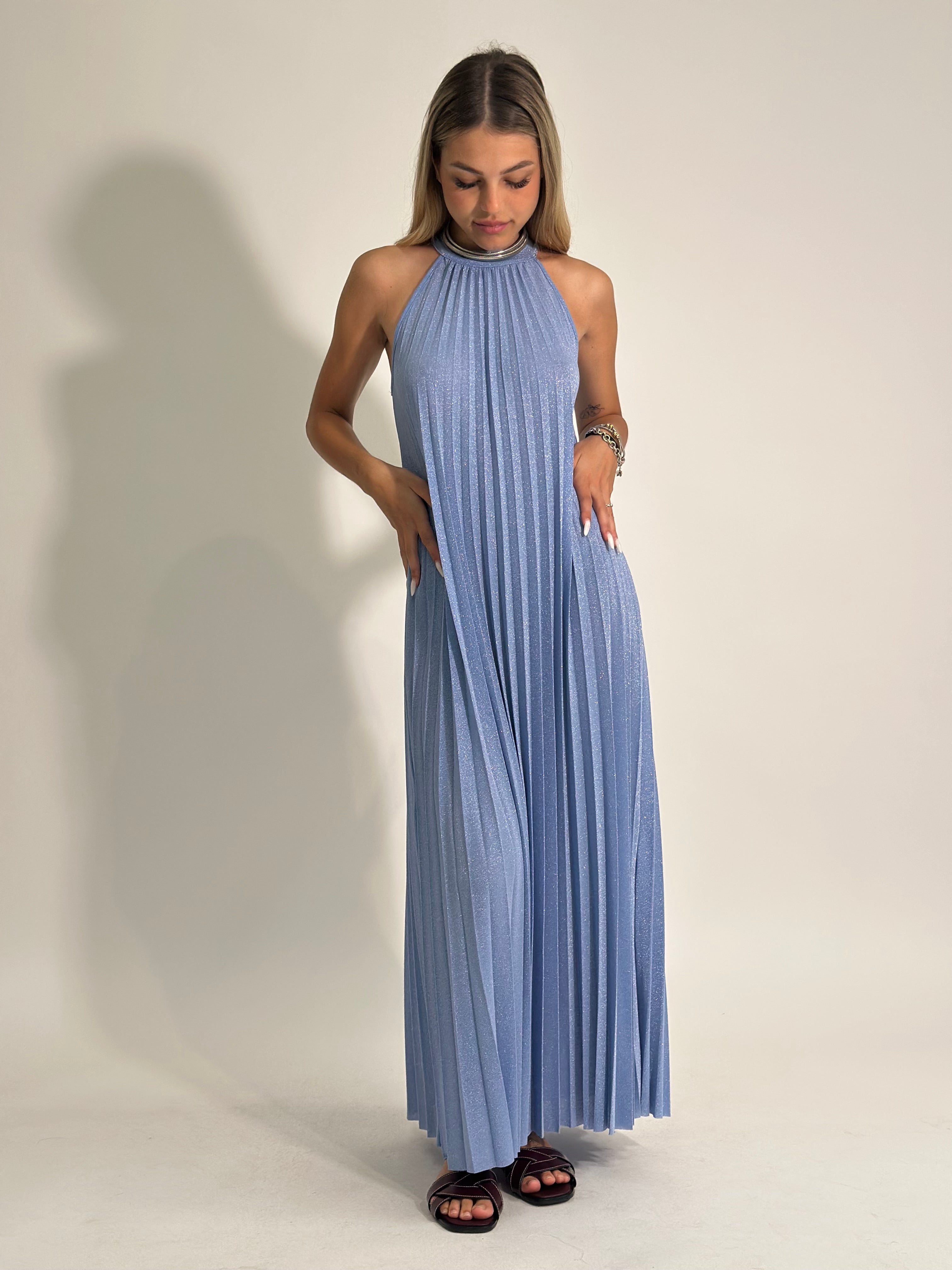 Abito lurex 1372U AZZURRO