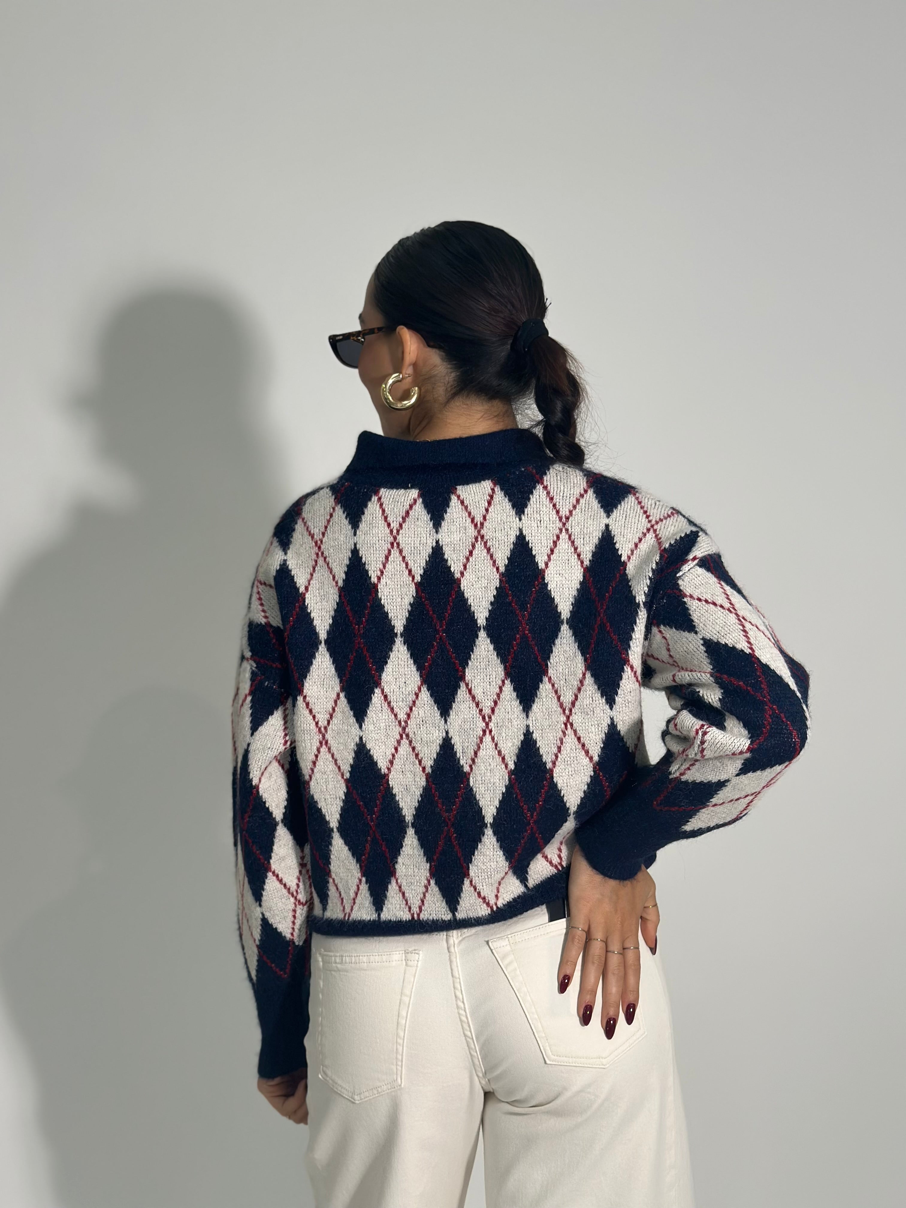 Maglia polo rombi 4872525 BLU