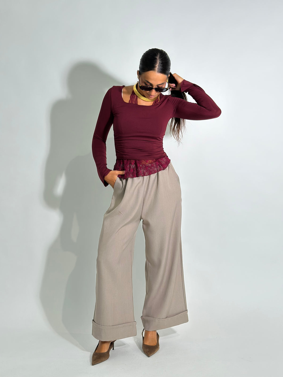 Pantalone risvolto 26521 TAUPE