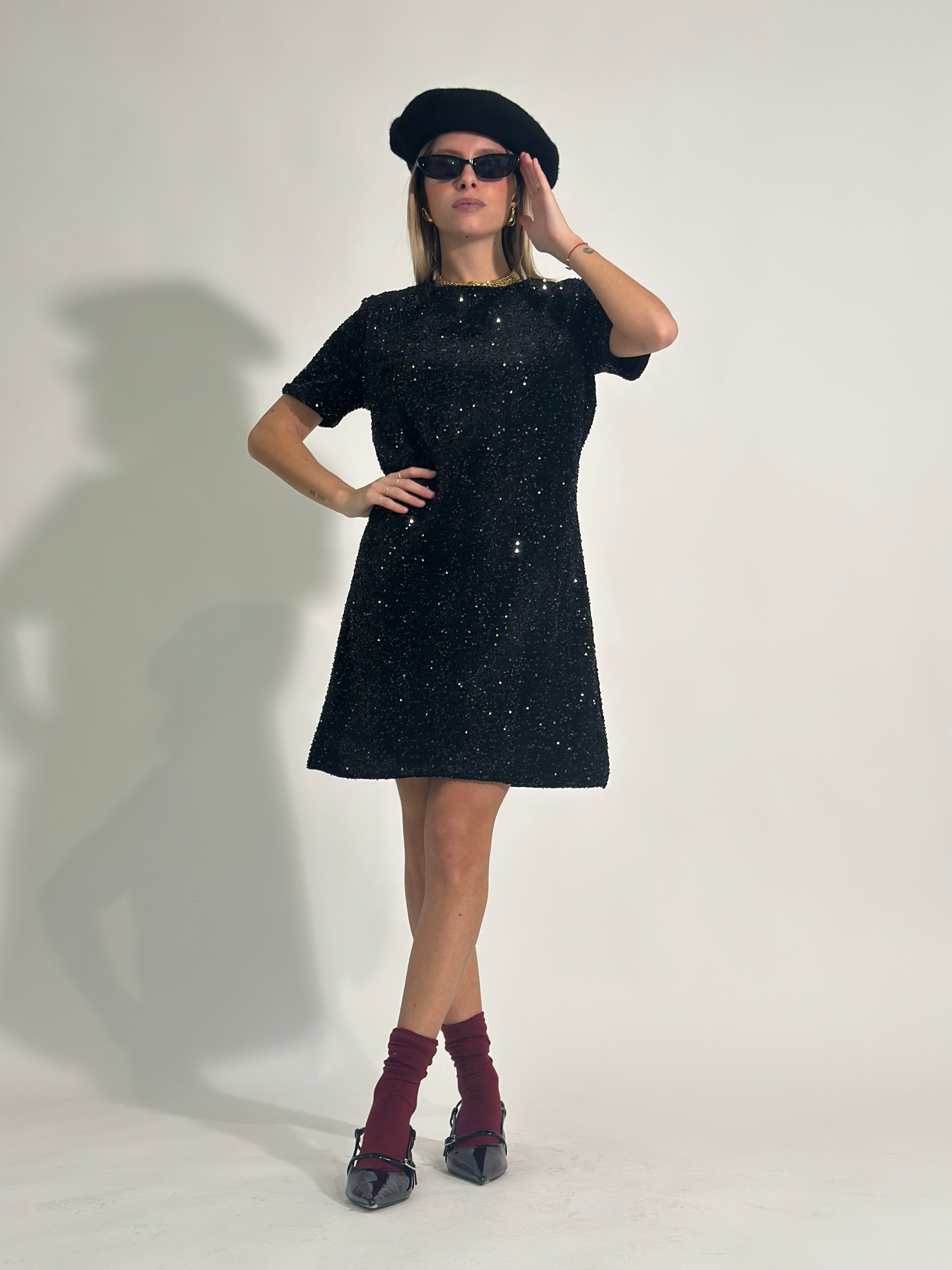 Abito paillettes 75524 NERO