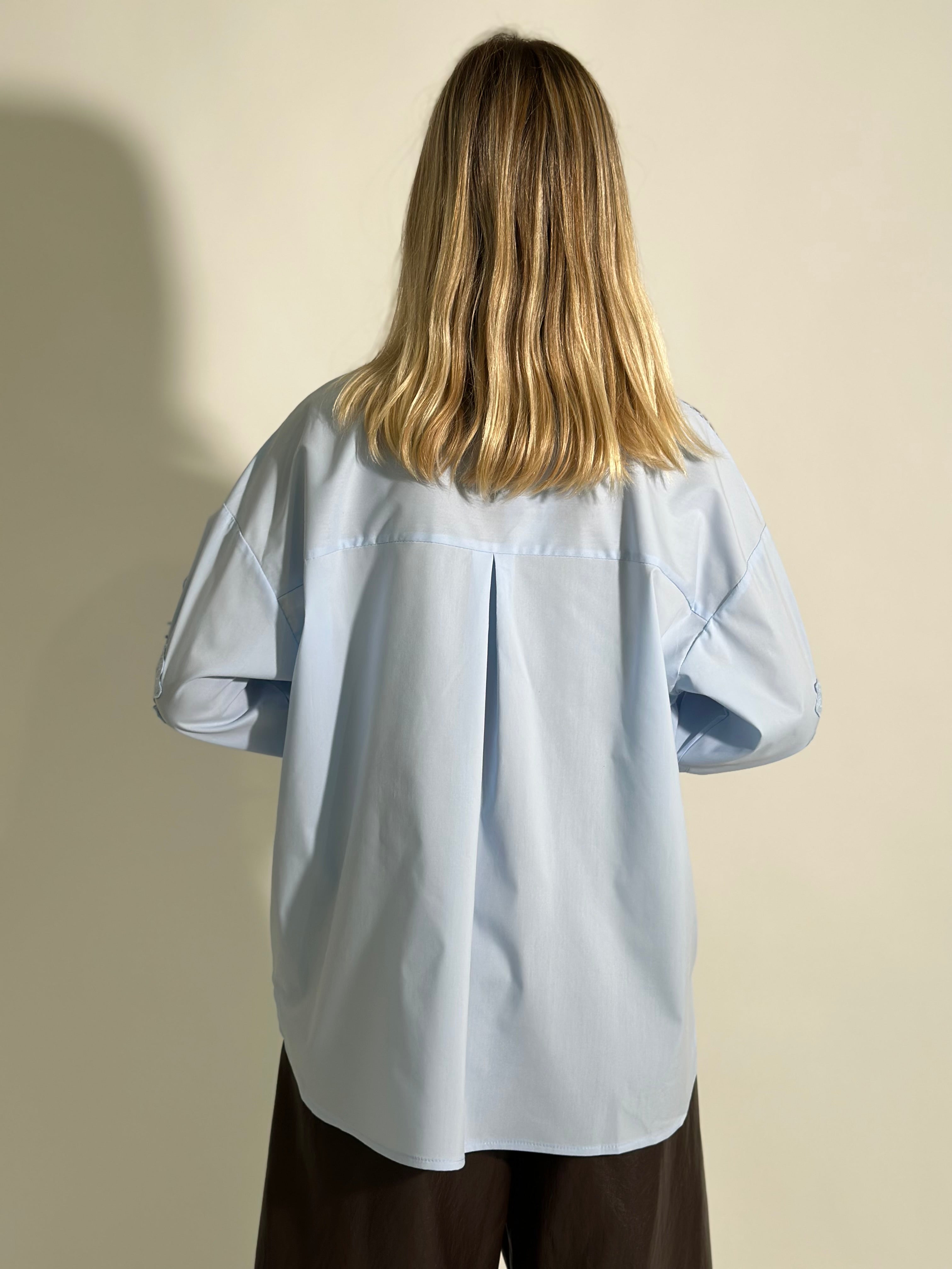 Camicia pizzo H2264 AZZURRO