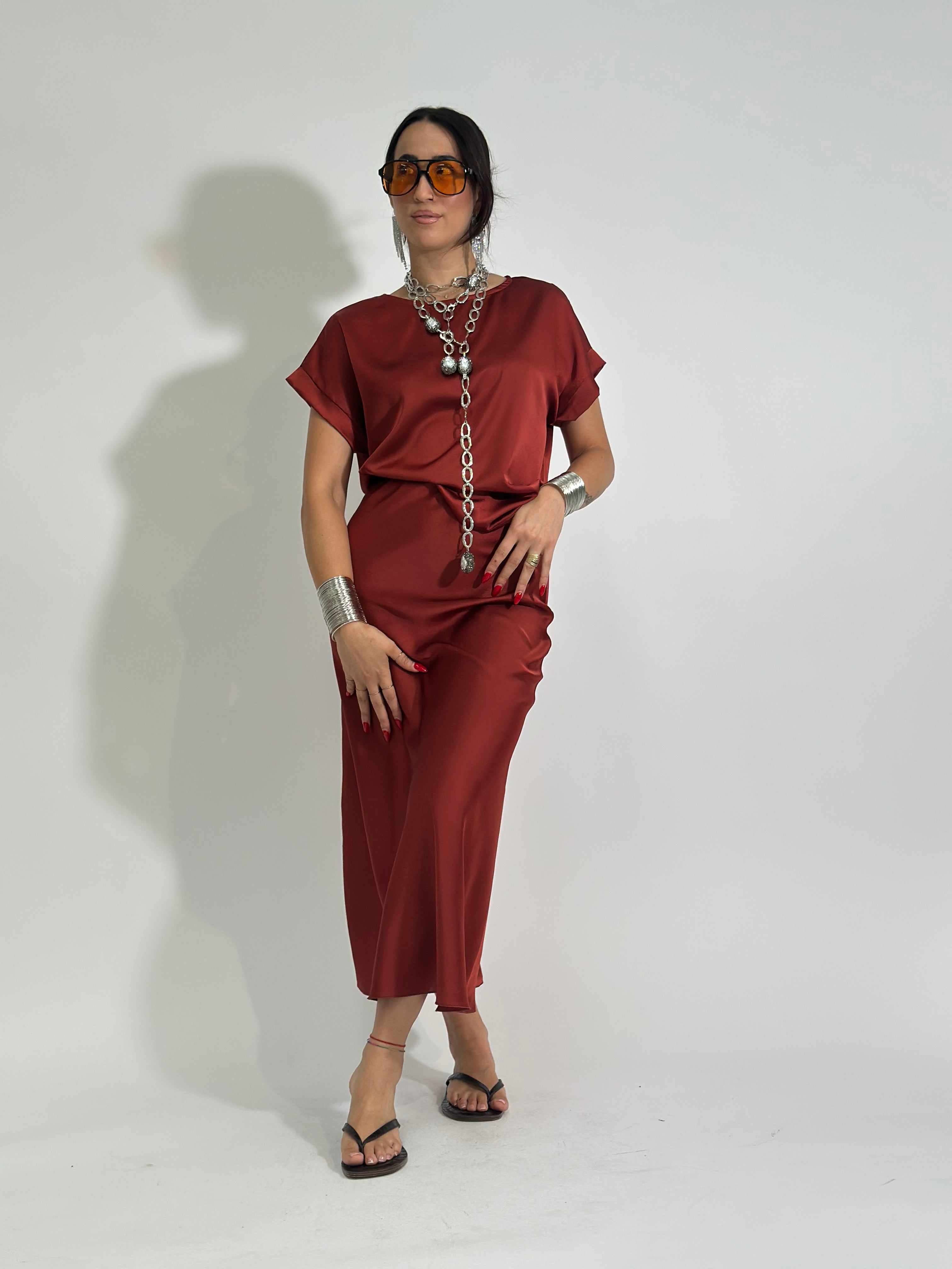 Gonna satin 2236 MATTONE