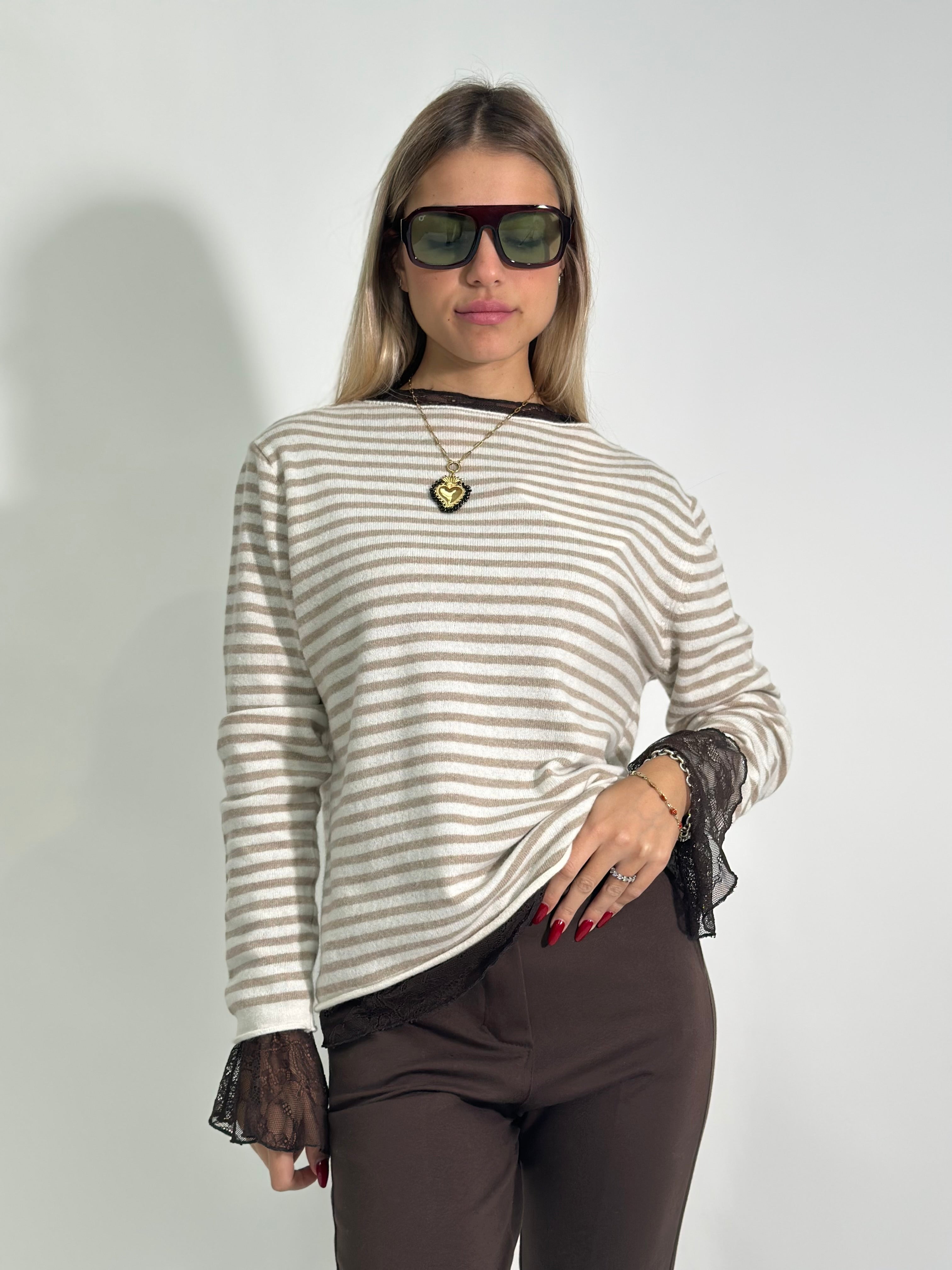 Maglia cashmere blend 6631 BEIGE