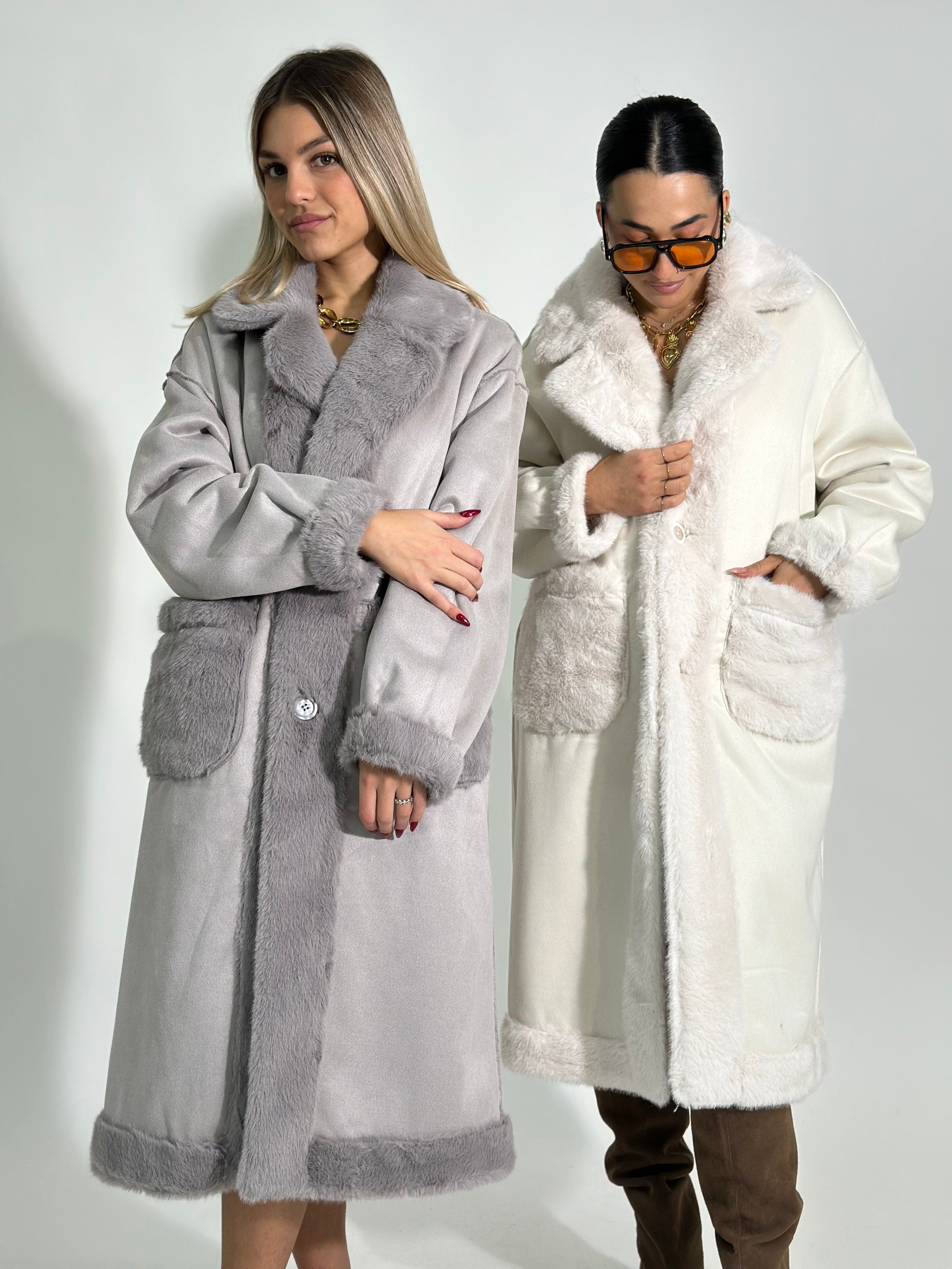 Cappotto double pelliccia TR8556 BIANCO