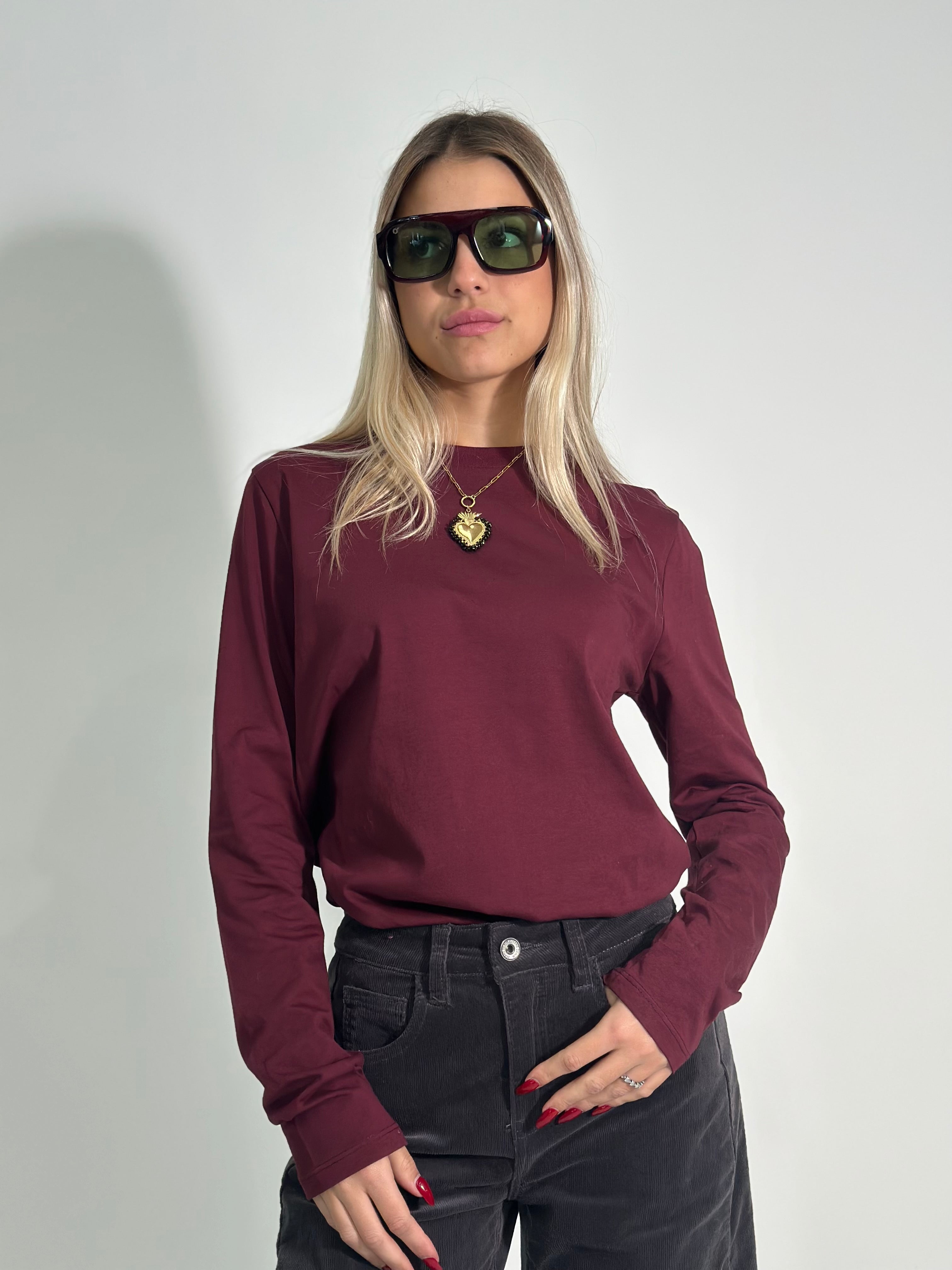 Maglia Girocollo Lumina  L8157 BURGUNDY