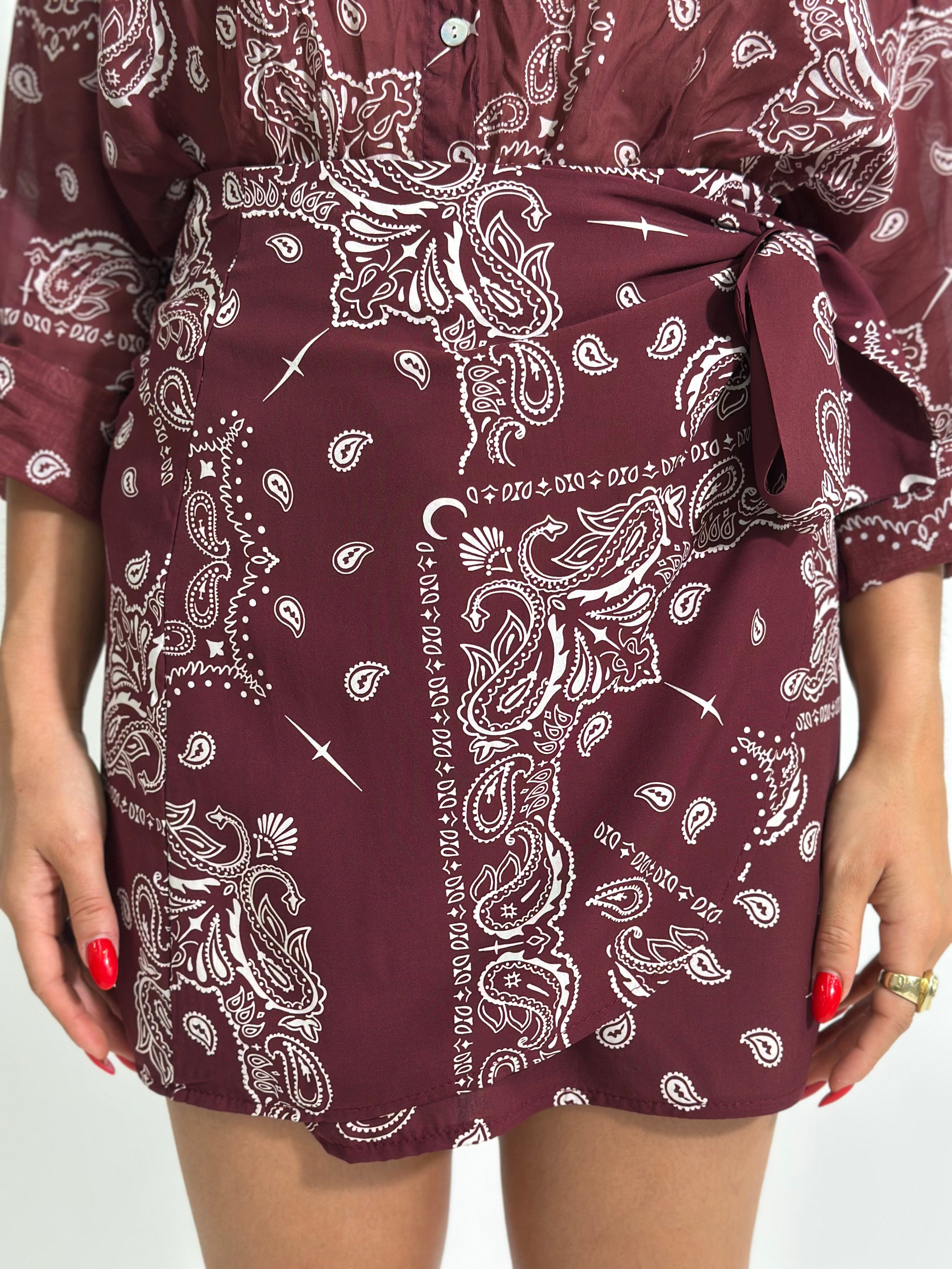 Gonna pareo corta bandana 26271 BURGUNDY