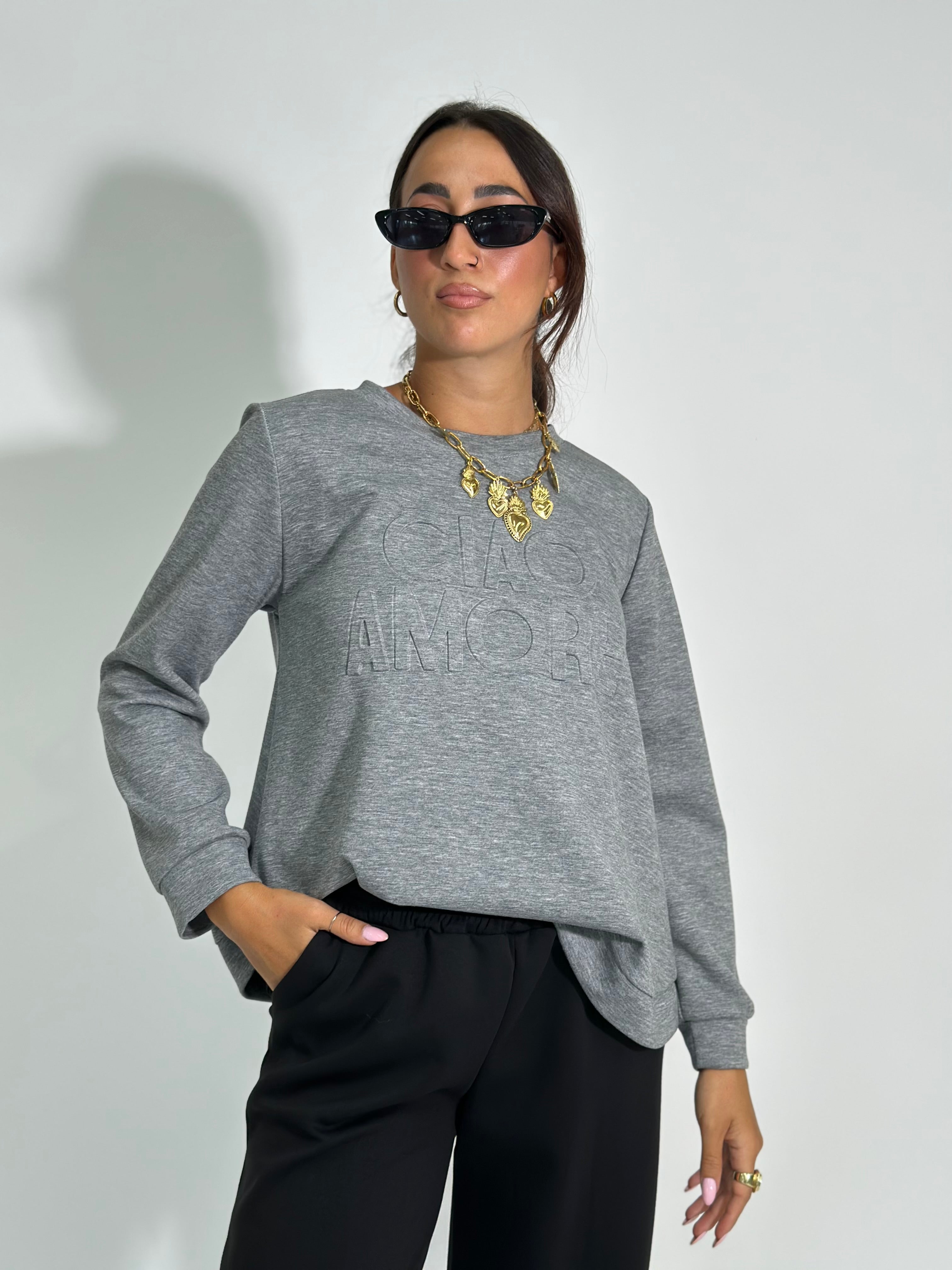 Felpa ciao amore 20842 GRIGIO