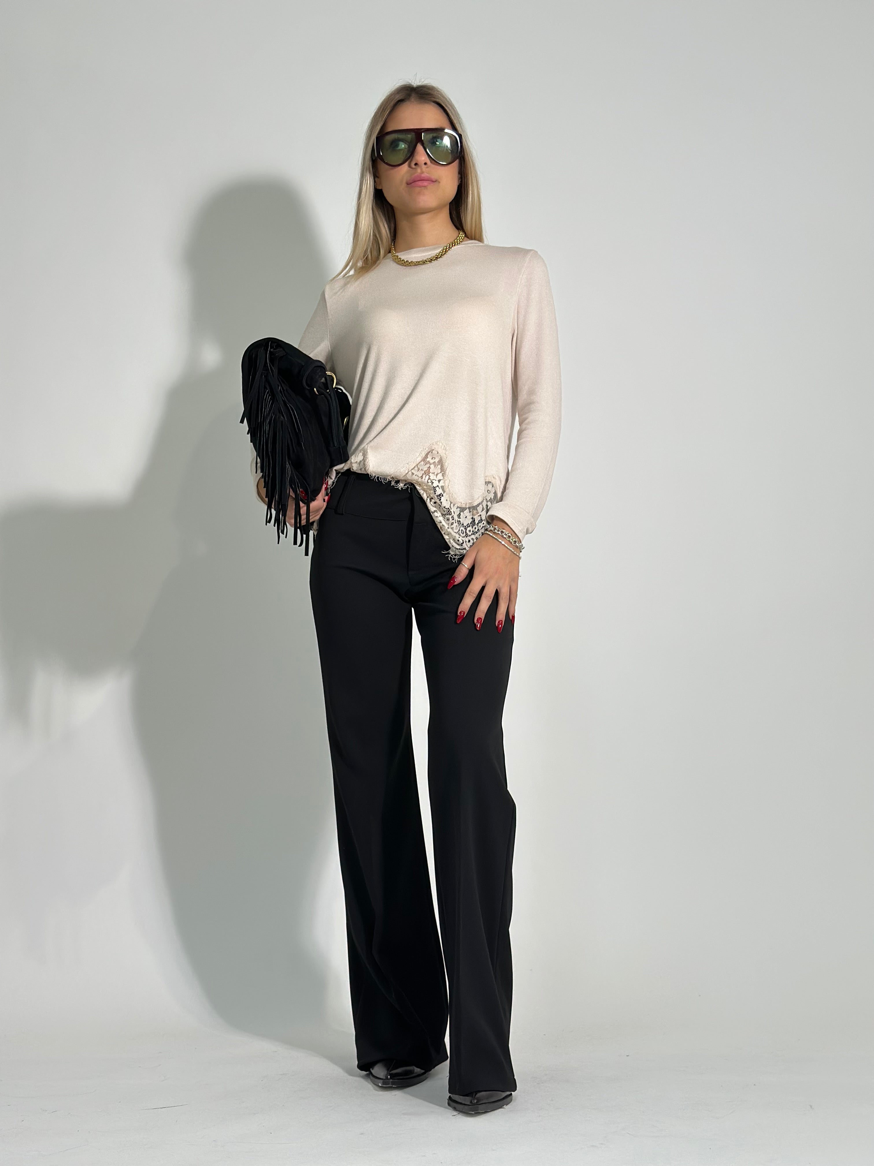 Pantalone flare 80 NERO