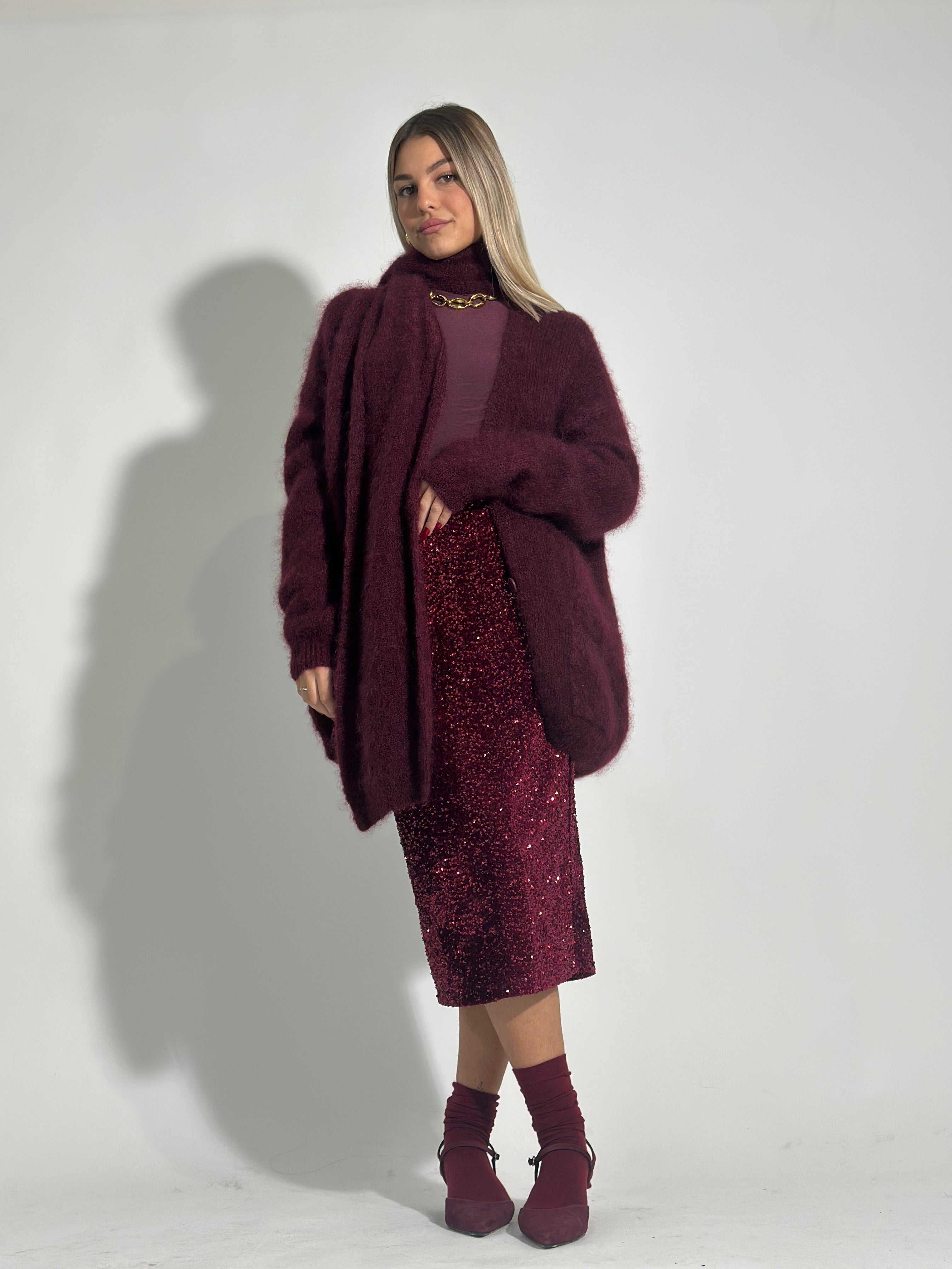 Gonna paillettes 69523 BURGUNDY