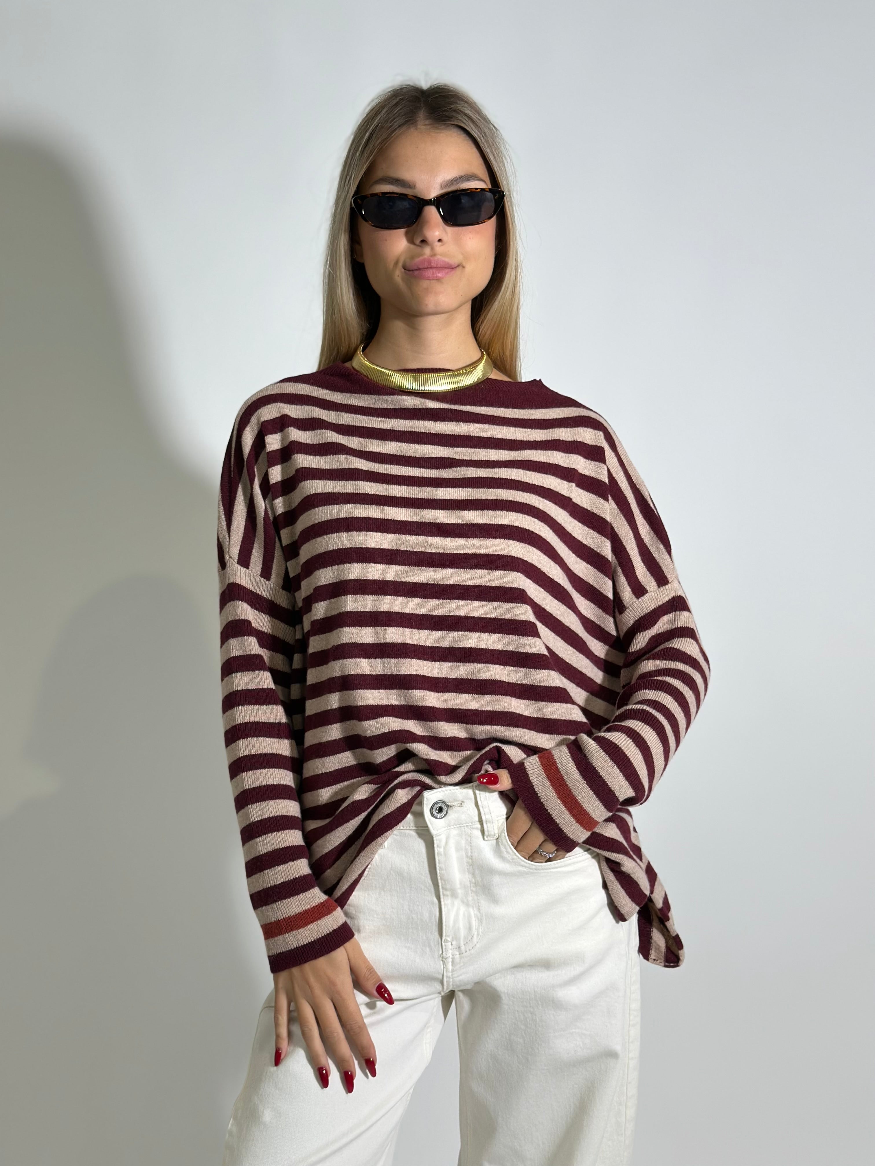 Maglia cashmere blend riga 10225 BURGUNDY