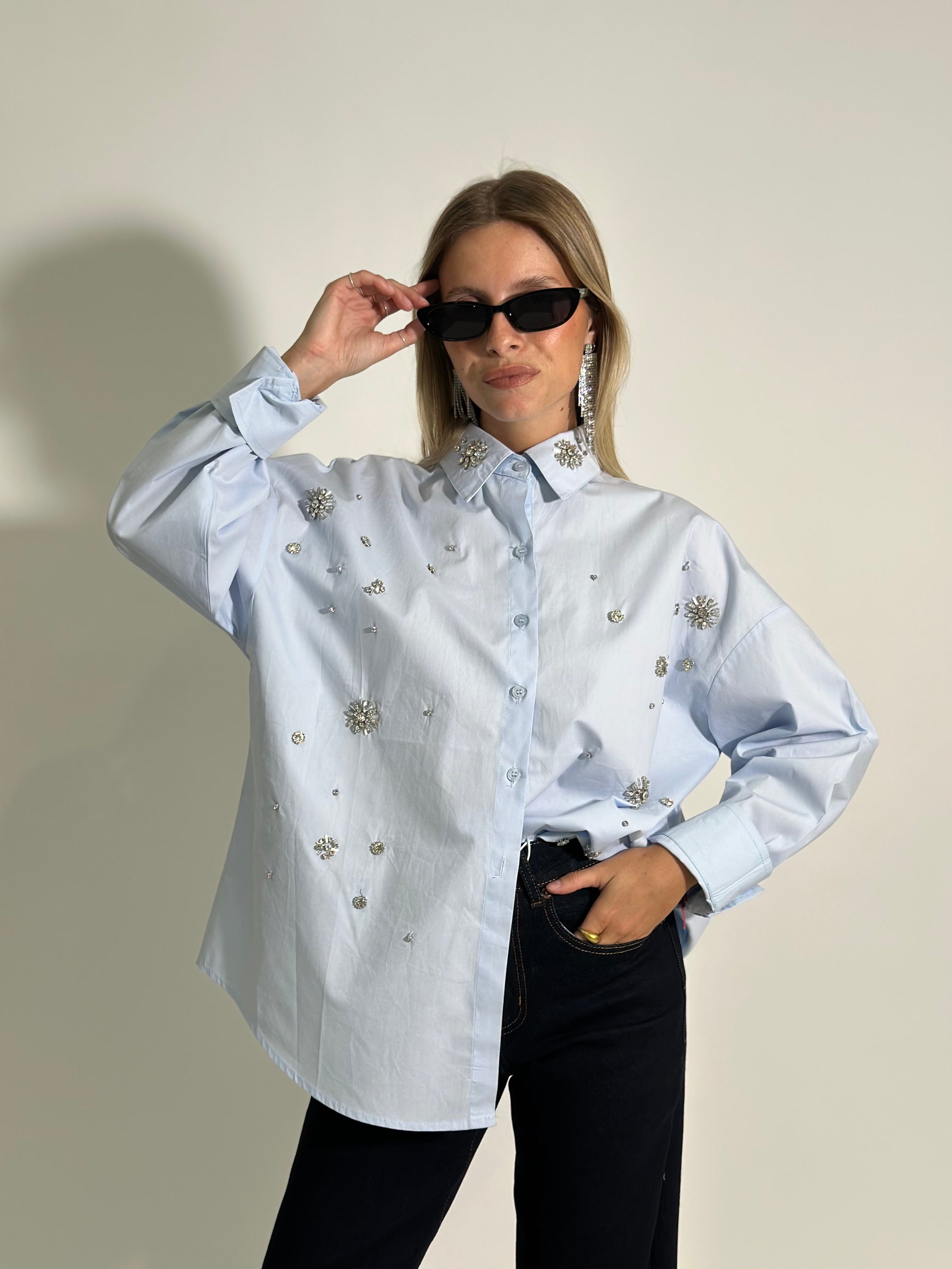 Camicia cristalli AI2478 AZZURRO