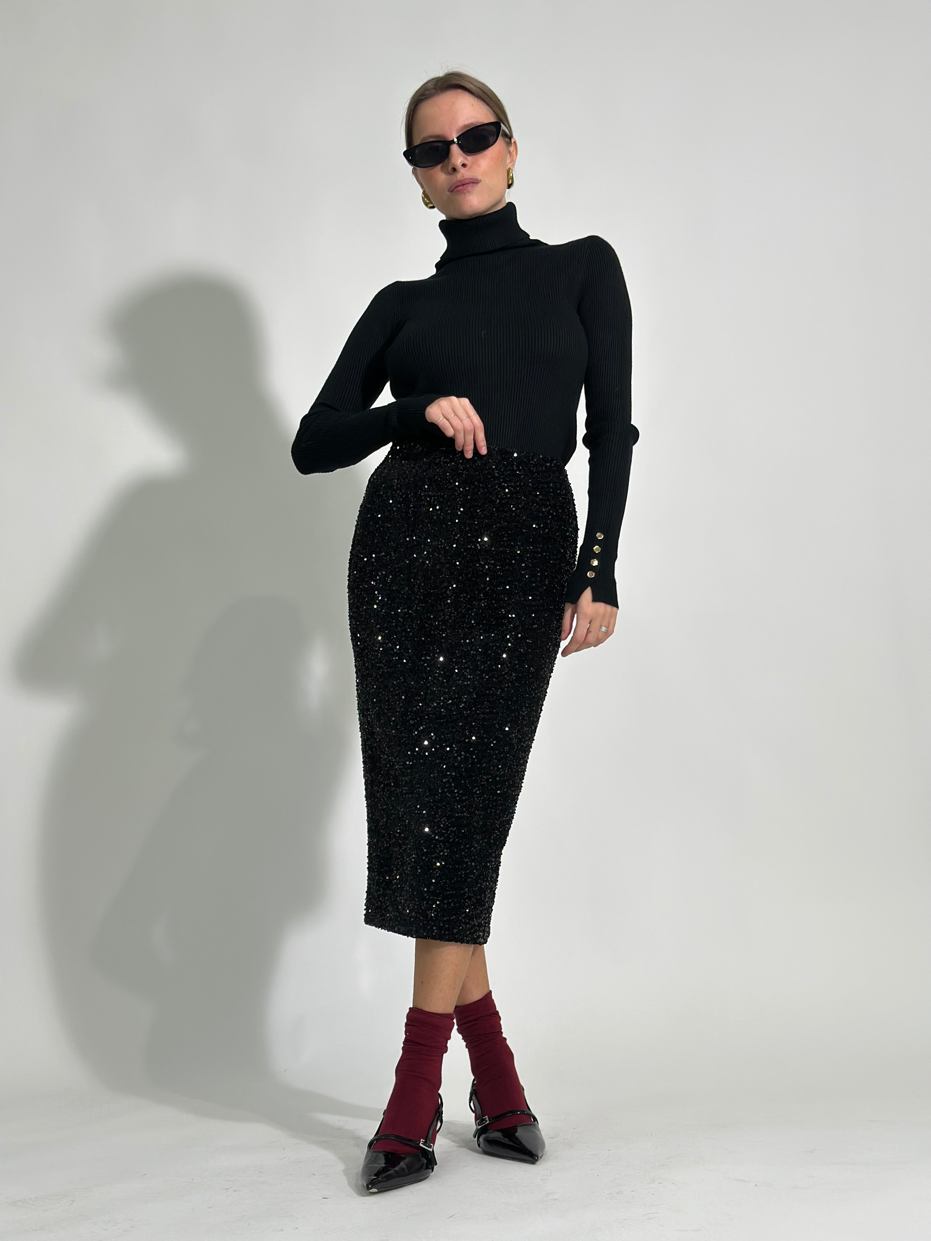 Gonna paillettes 69523 NERO