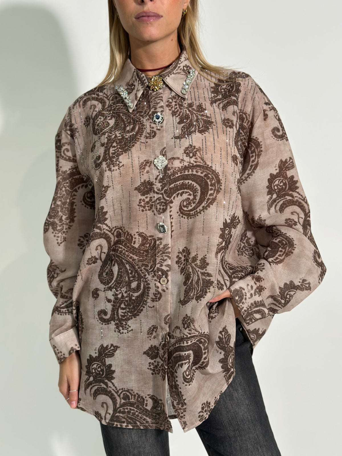 Camicia gioiello K1754 MORO