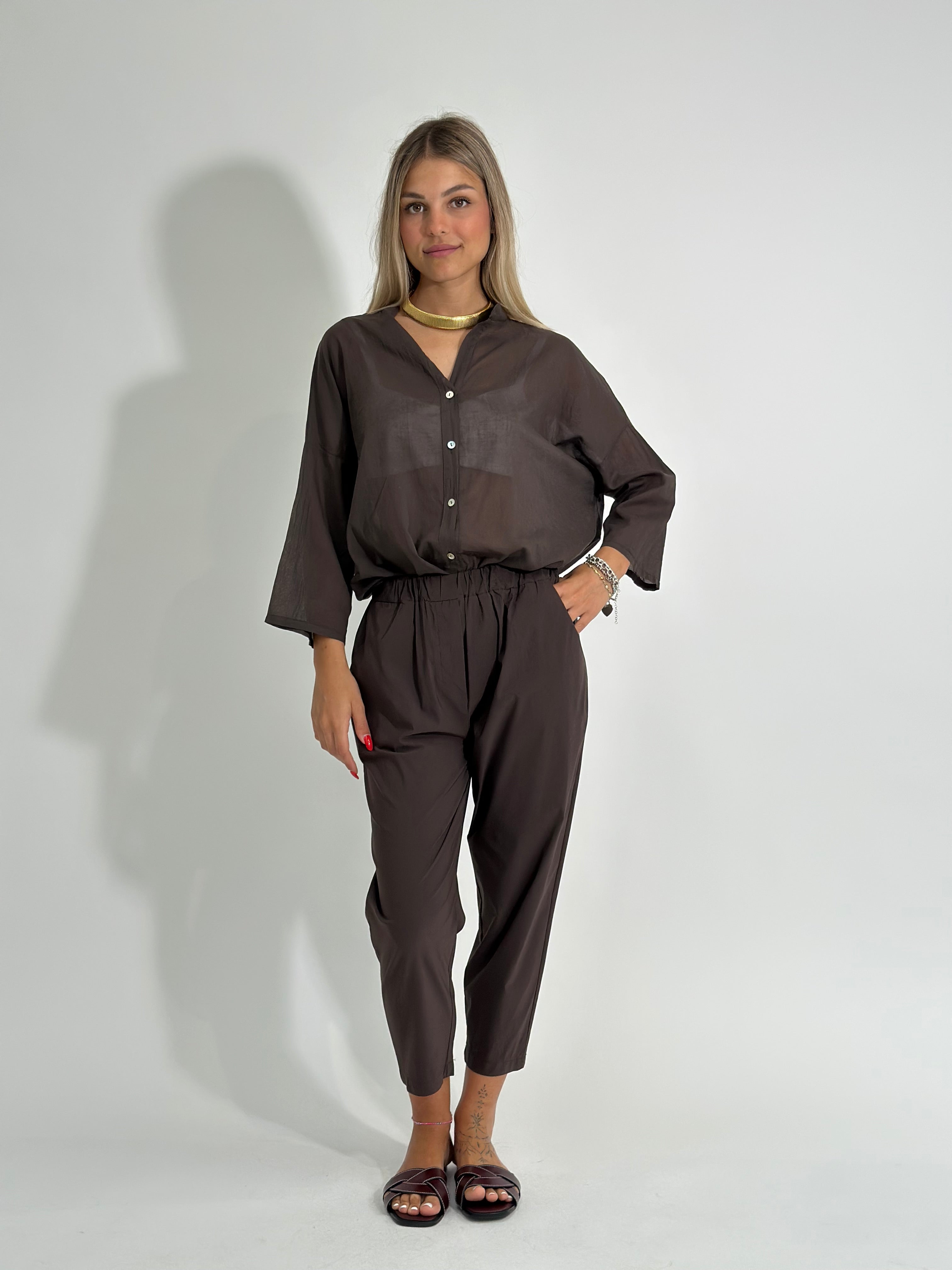 Pantalone popeline 81166 MORO