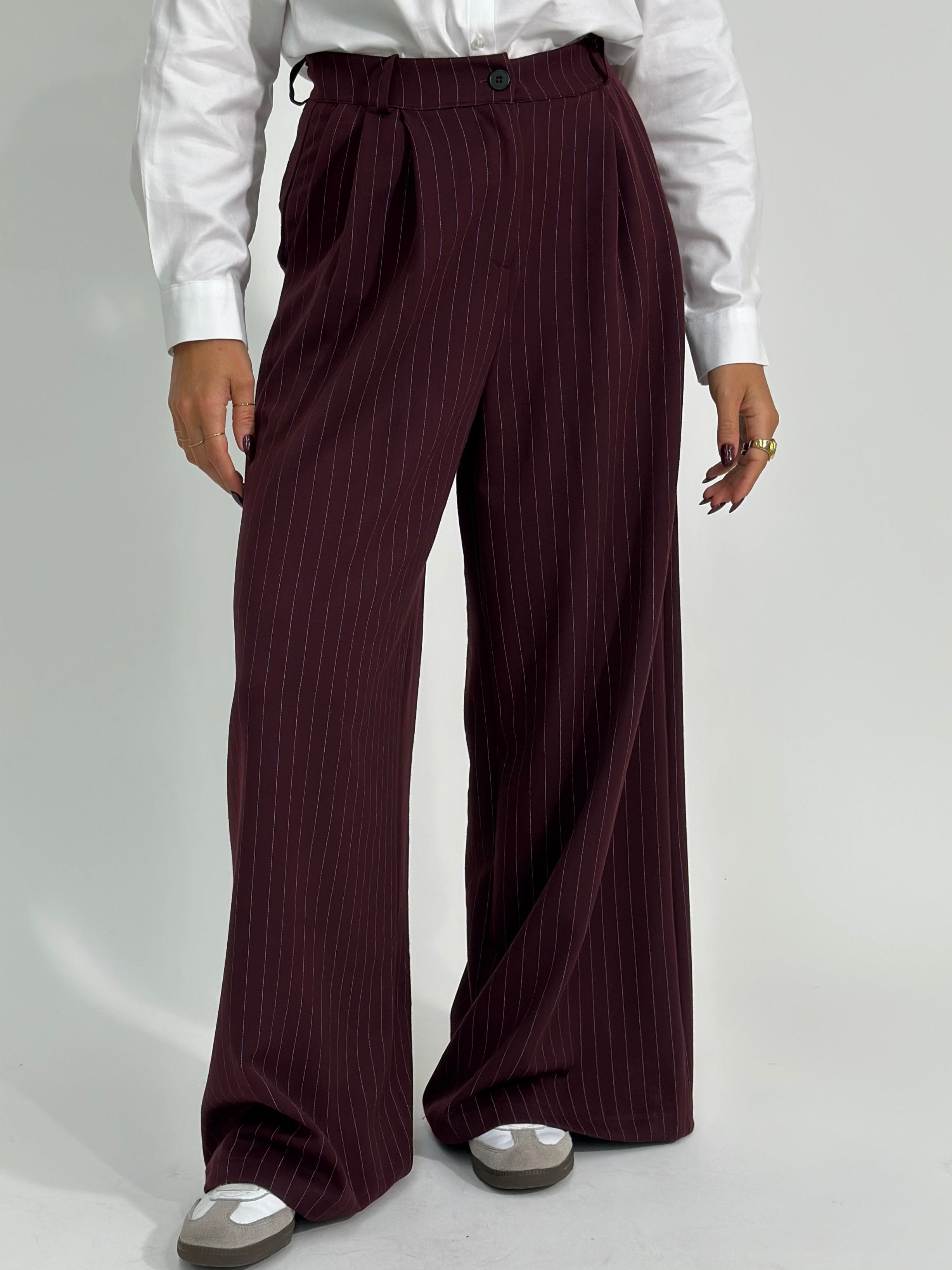 Pantalone gessato 7158 BURGUNDY
