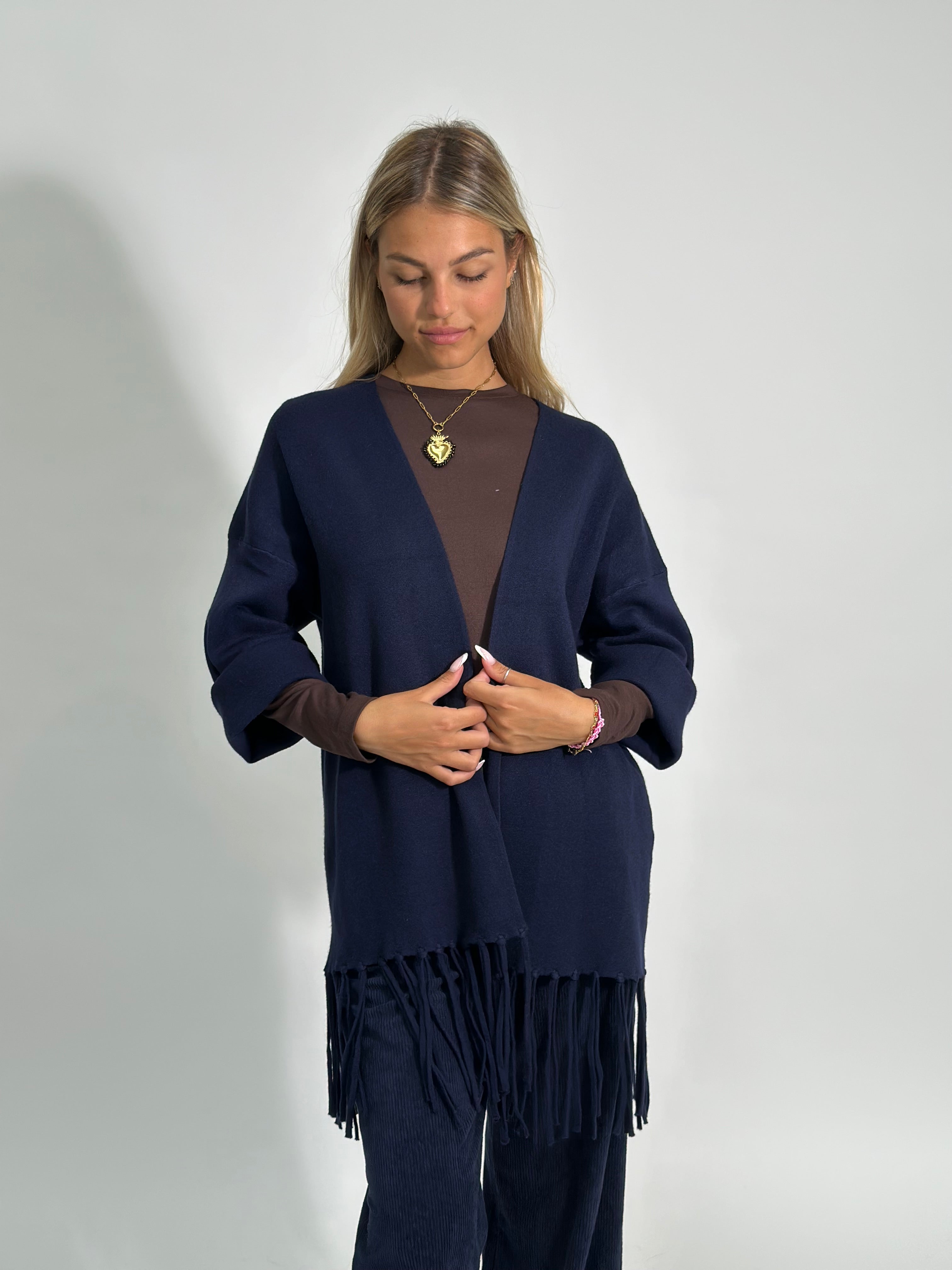 Cardigan frange DL7296 BLU