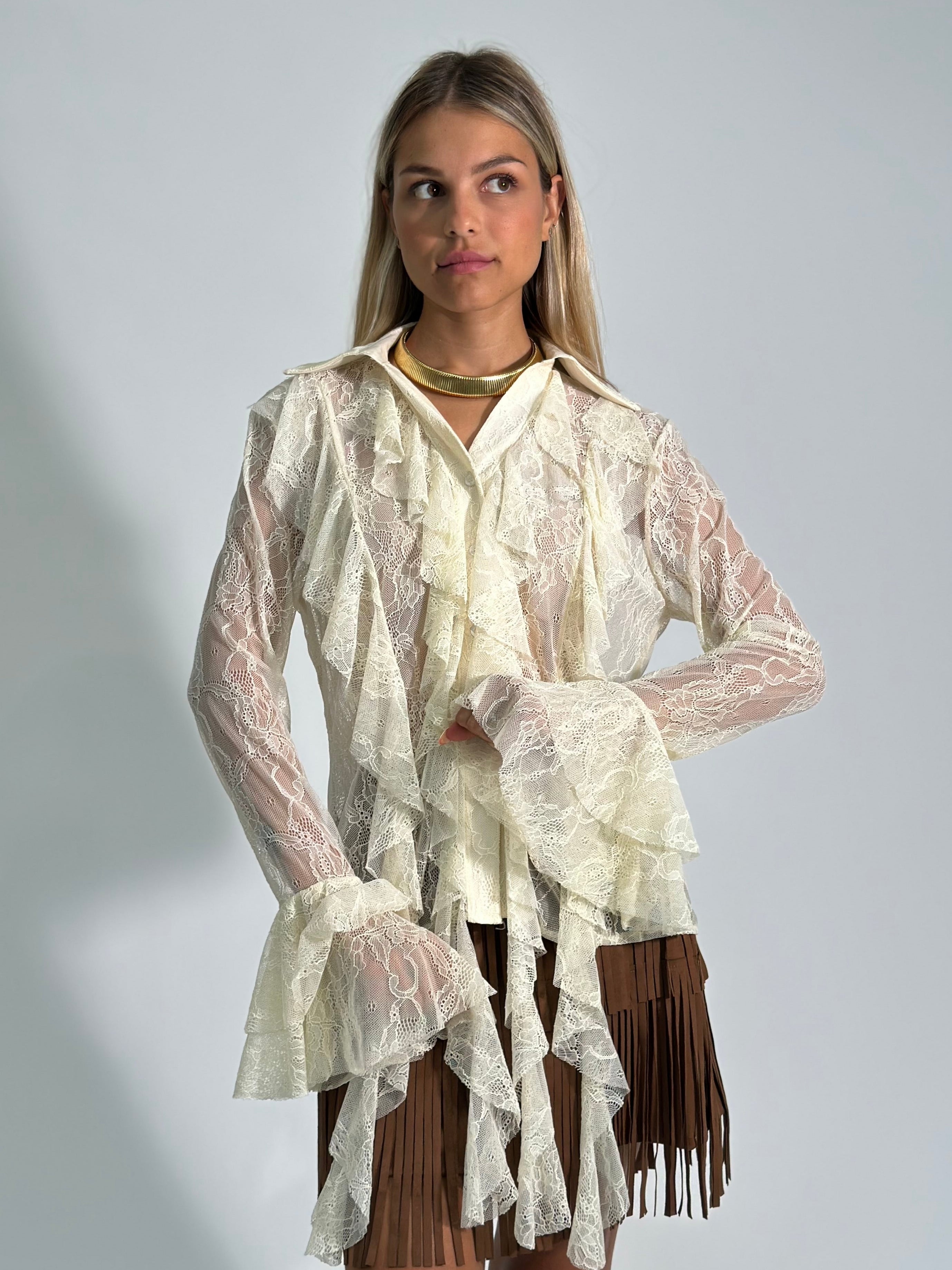 Camicia pizzo jabot 4700 PANNA