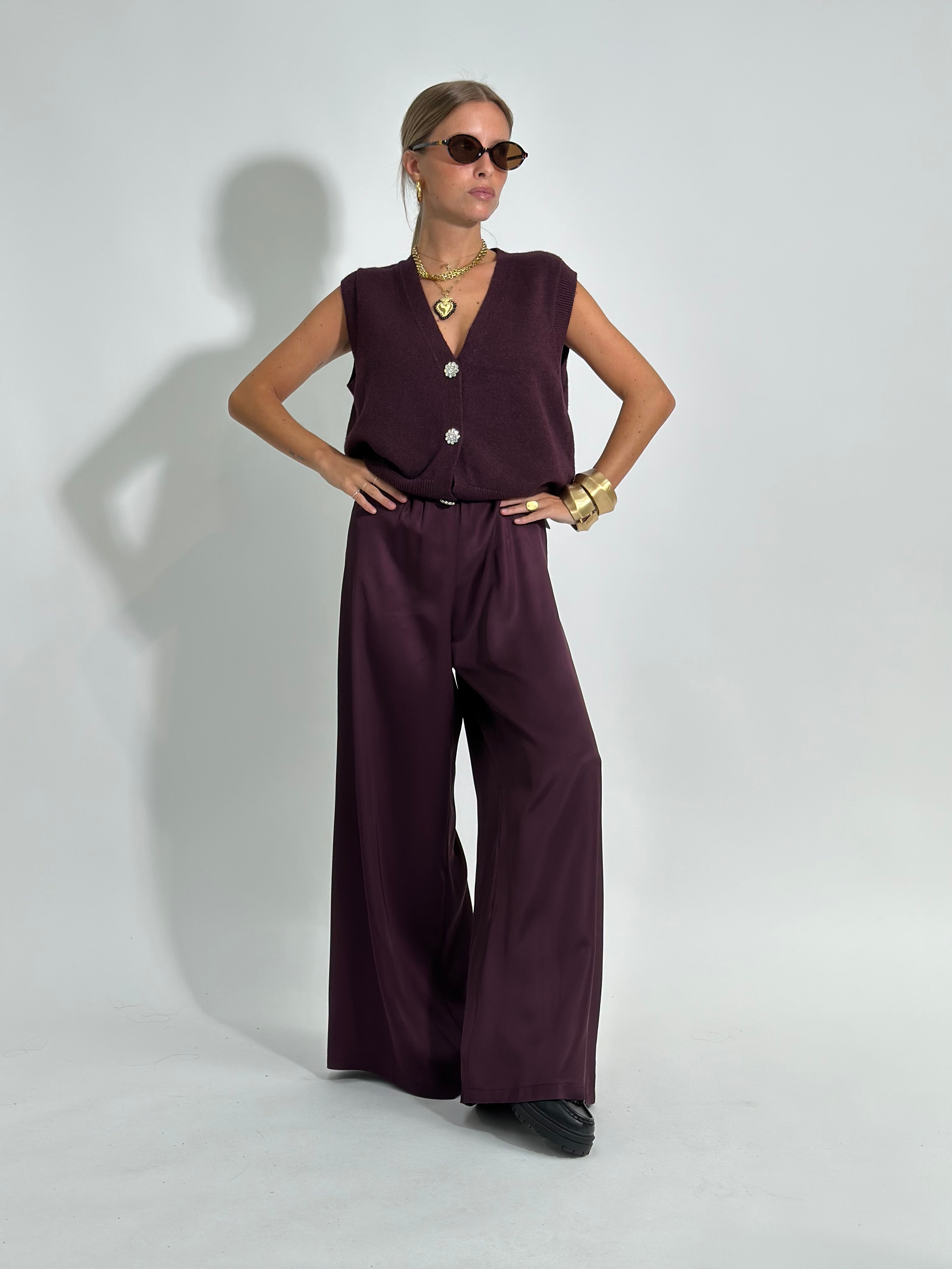 Pantalone fluido 2577 BORDO'