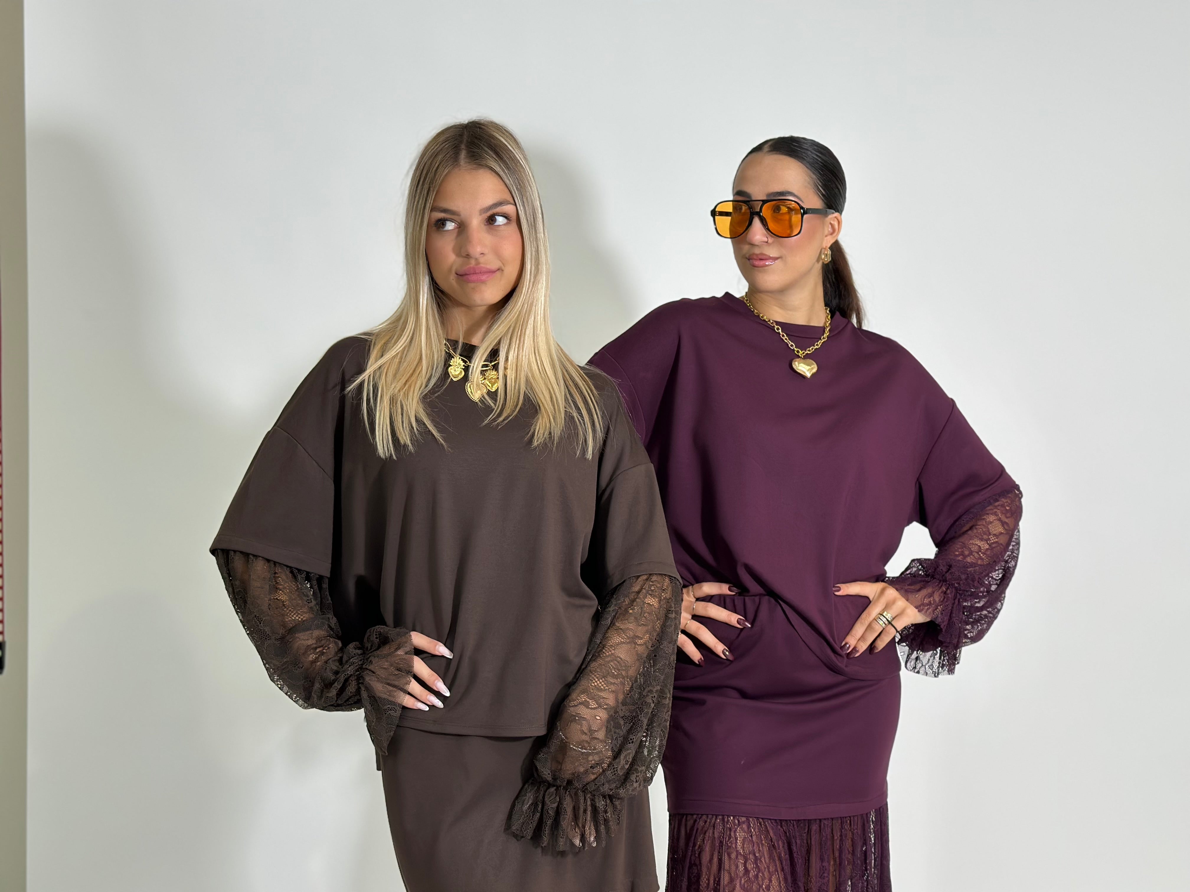 Maglia twin pizzo 55726 BURGUNDY