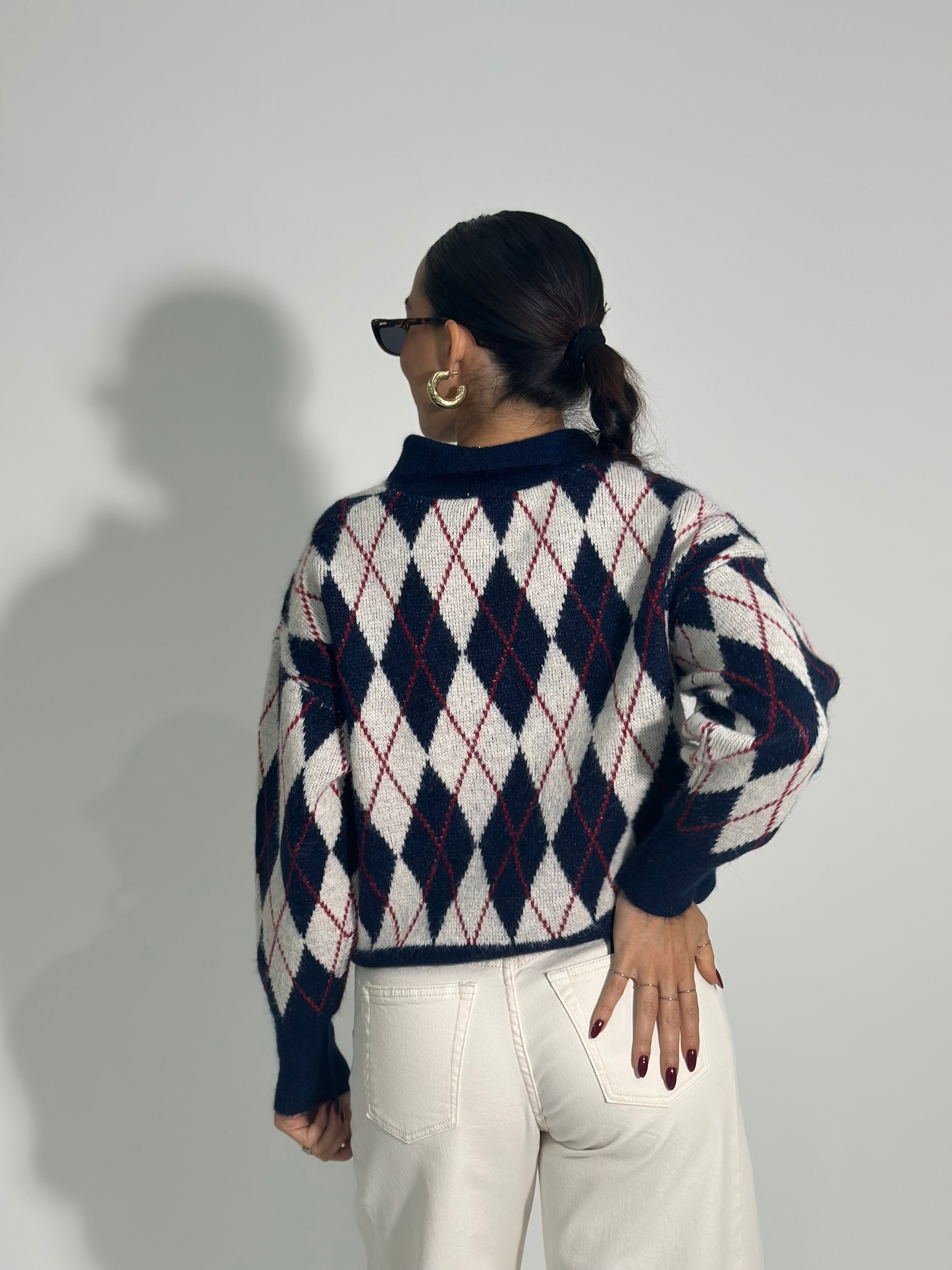 Maglia polo rombi 4872525 BLU