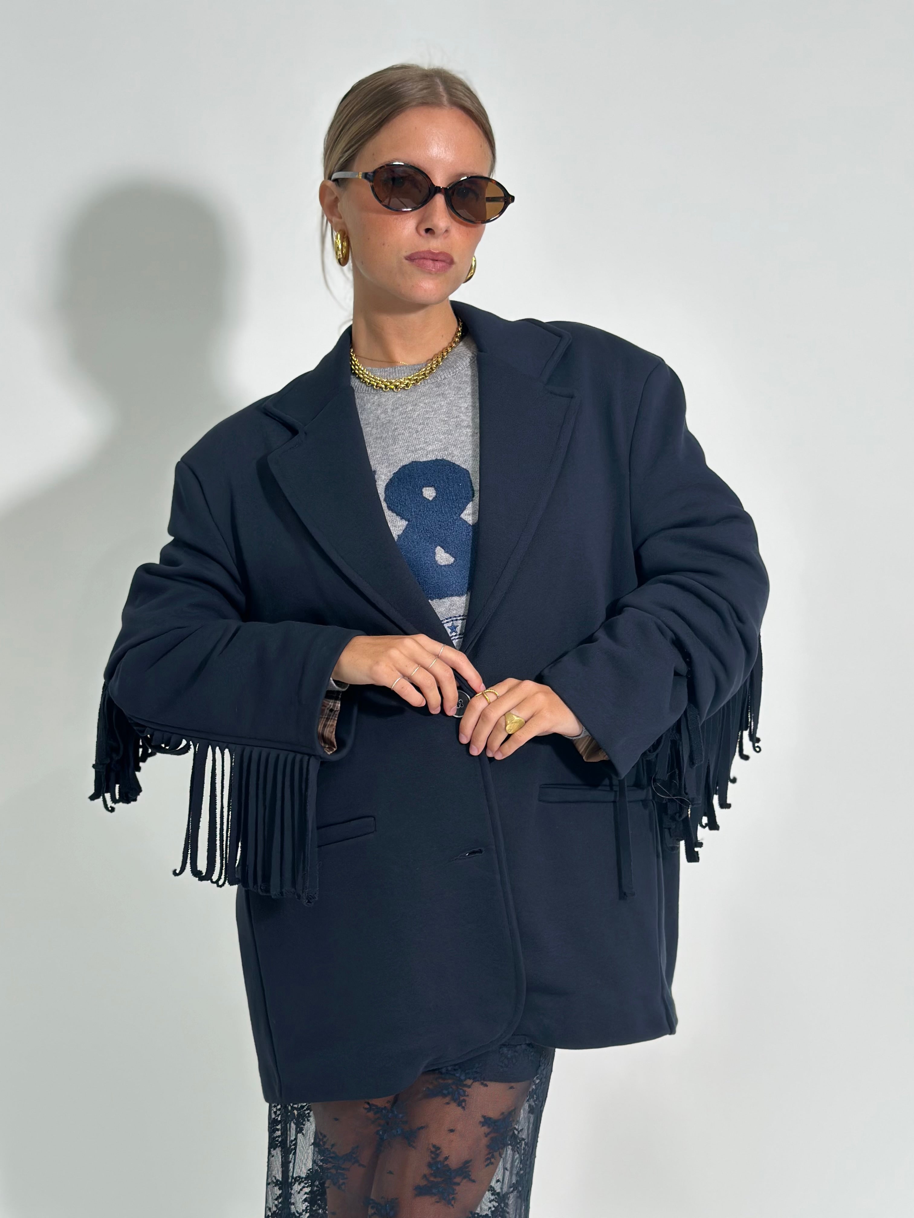 Giacca frange 02841 BLU