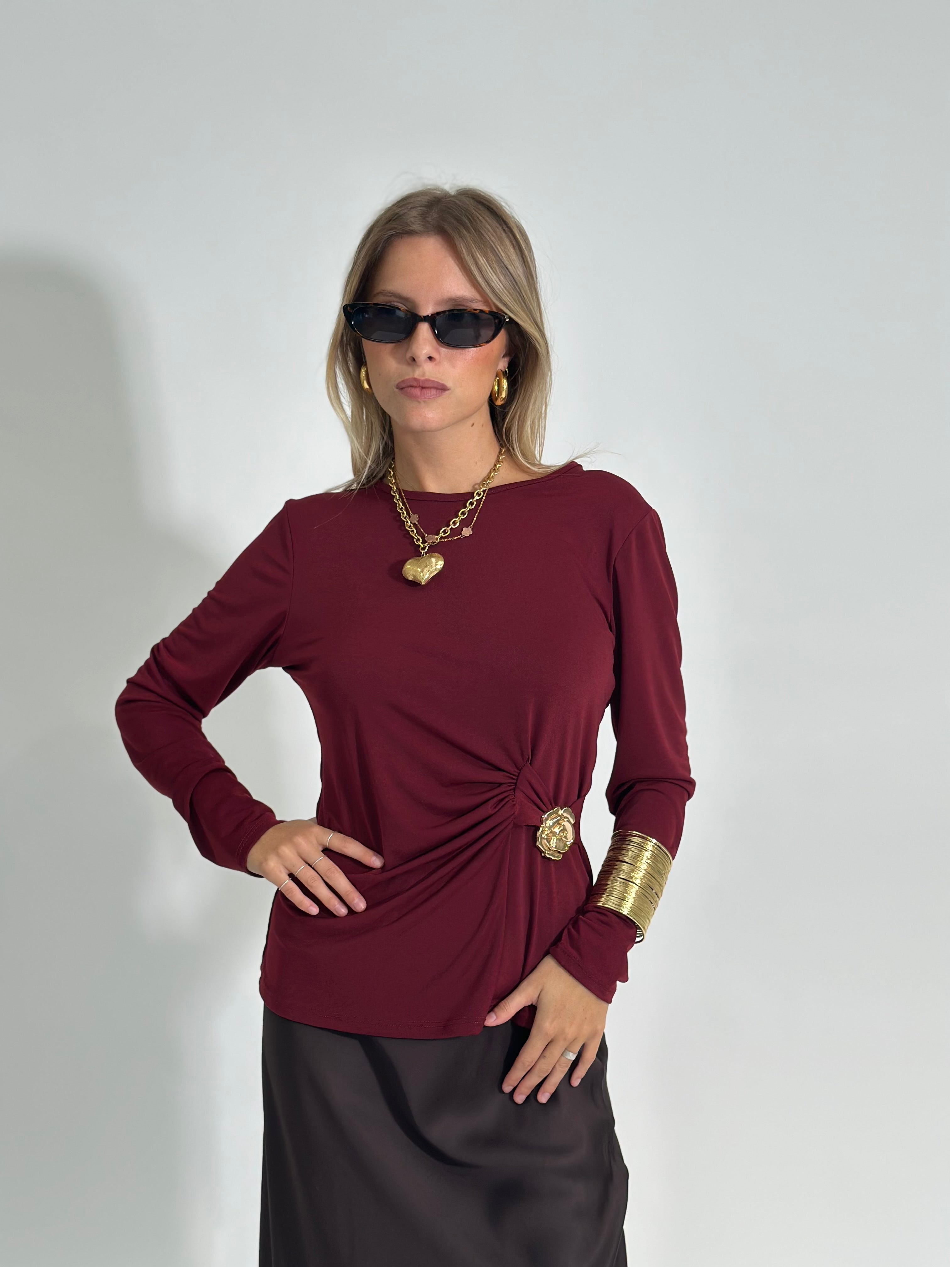Maglia drappeggio 10367 BURGUNDY