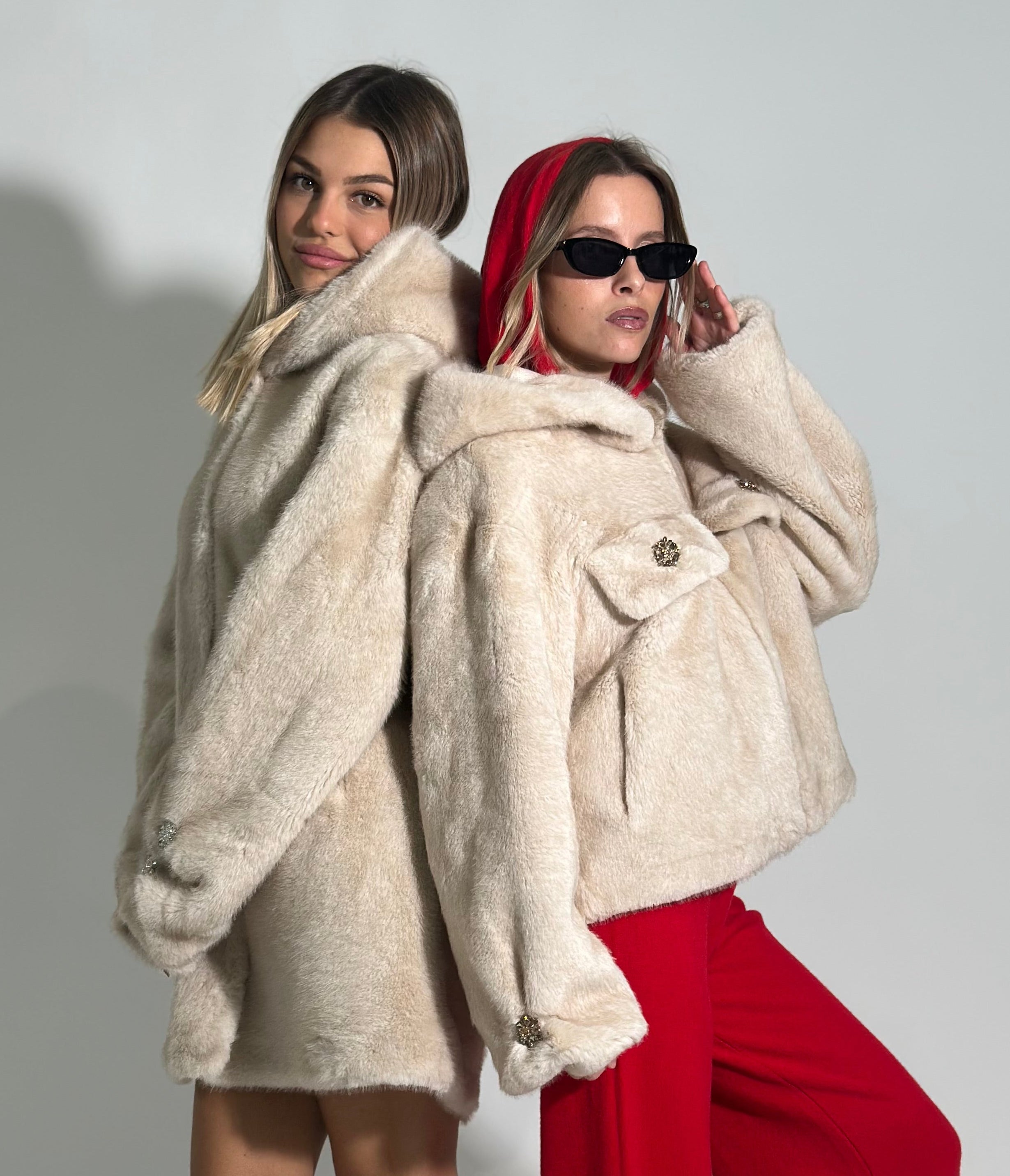 Pelliccia cappuccio Y0216 BEIGE