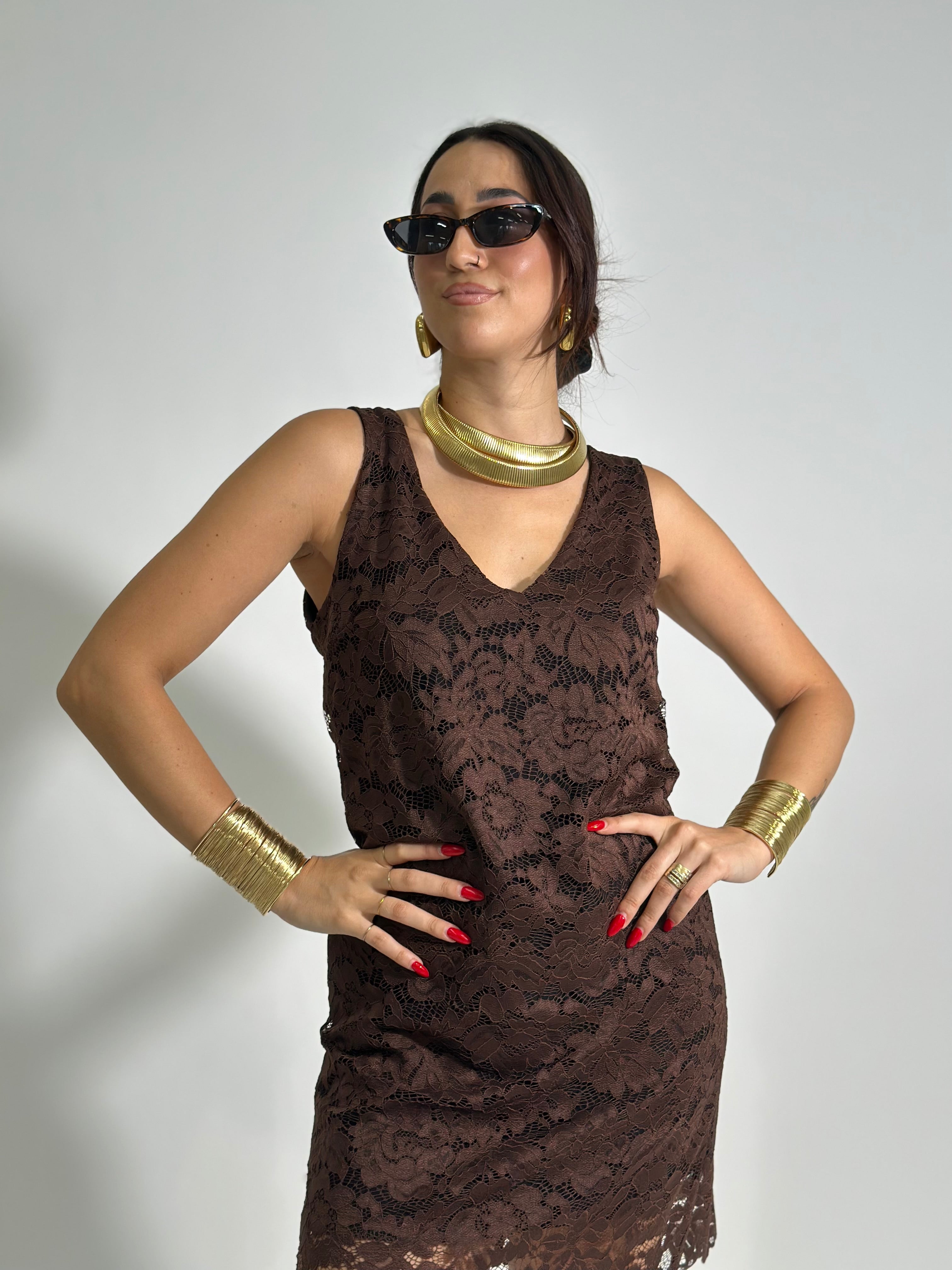 Abito pizzo 55638 BROWN