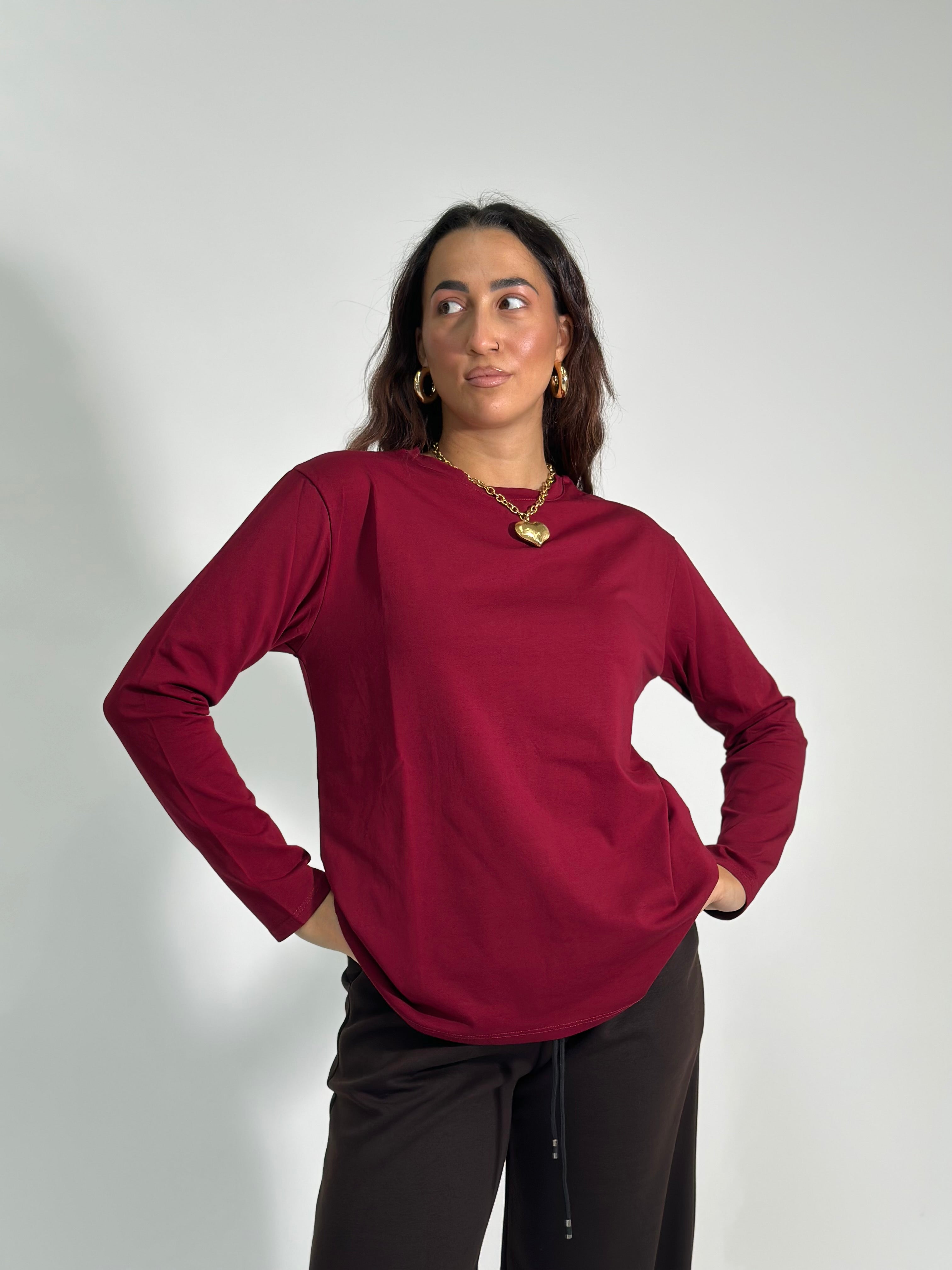 T-shirt lunga 23100 BURGUNDY