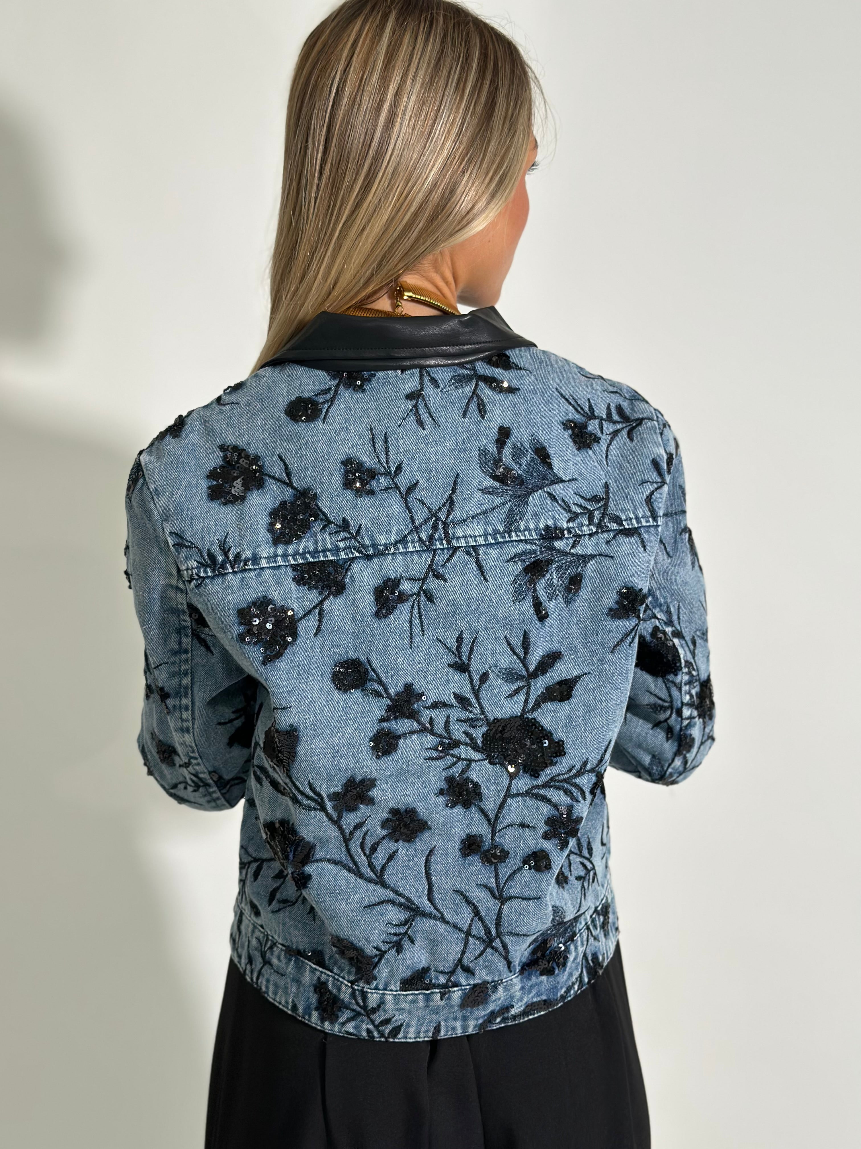 Giubbino jeans paillettes M1030
