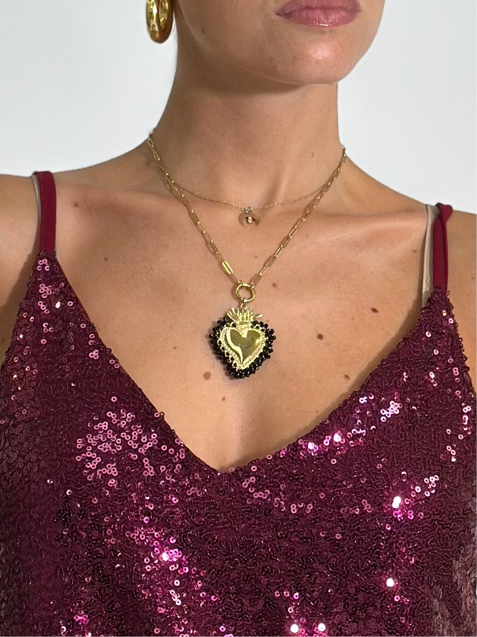 Collana Cuore Sacro NK09698 NERO