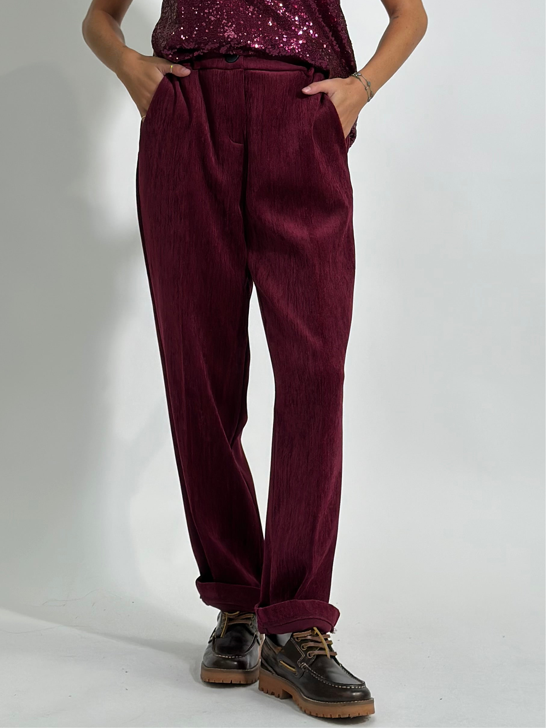 Pantalone velour 5188 BORDO'