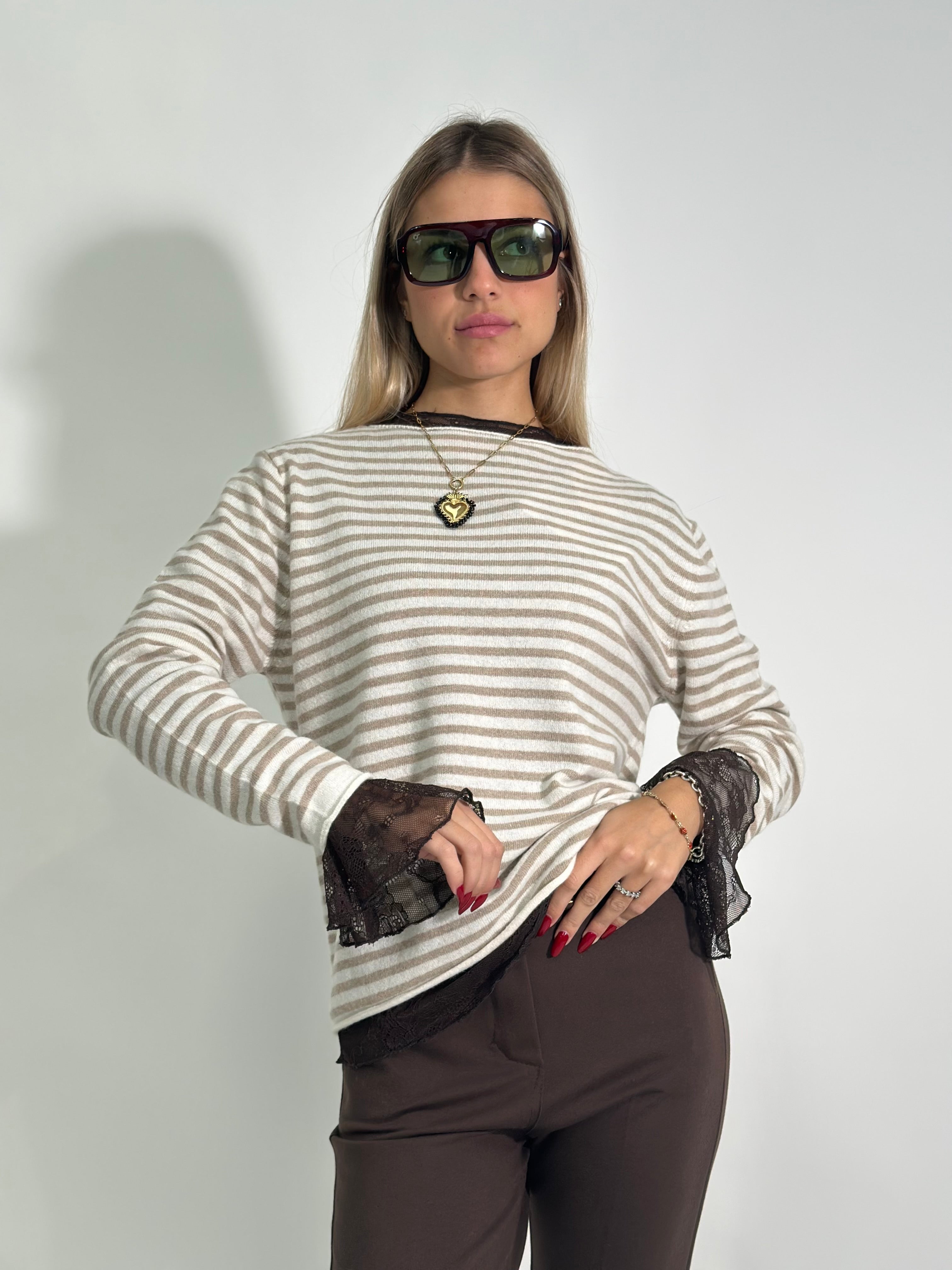 Maglia cashmere blend 6631 BEIGE