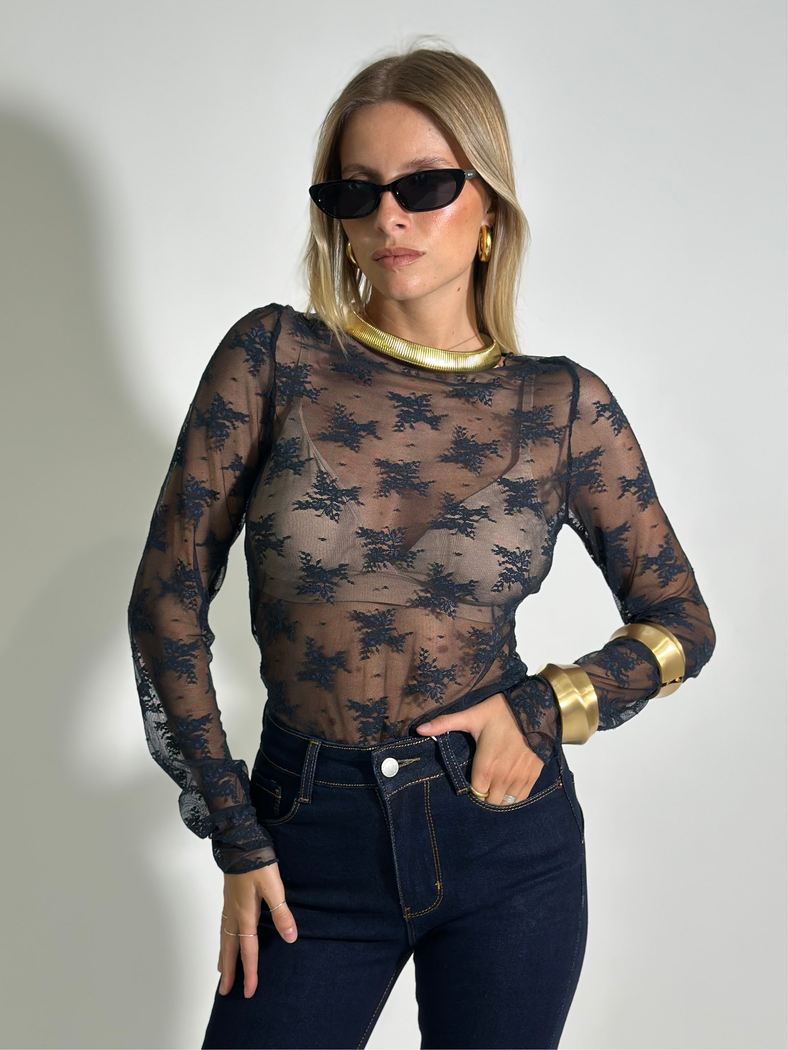 Maglia pizzo 27543 BLU