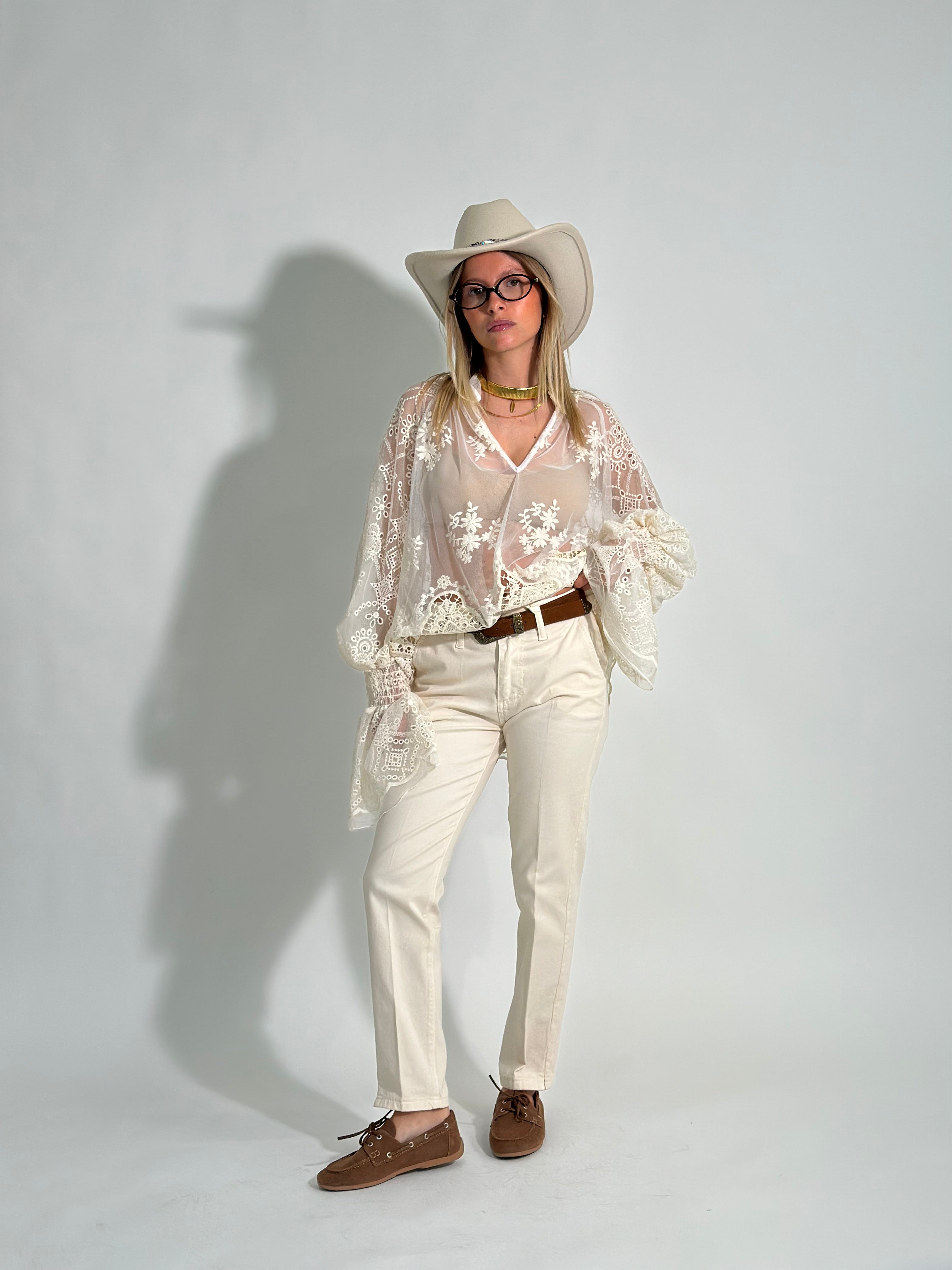 Pantalone chino Capri V869 PANNA