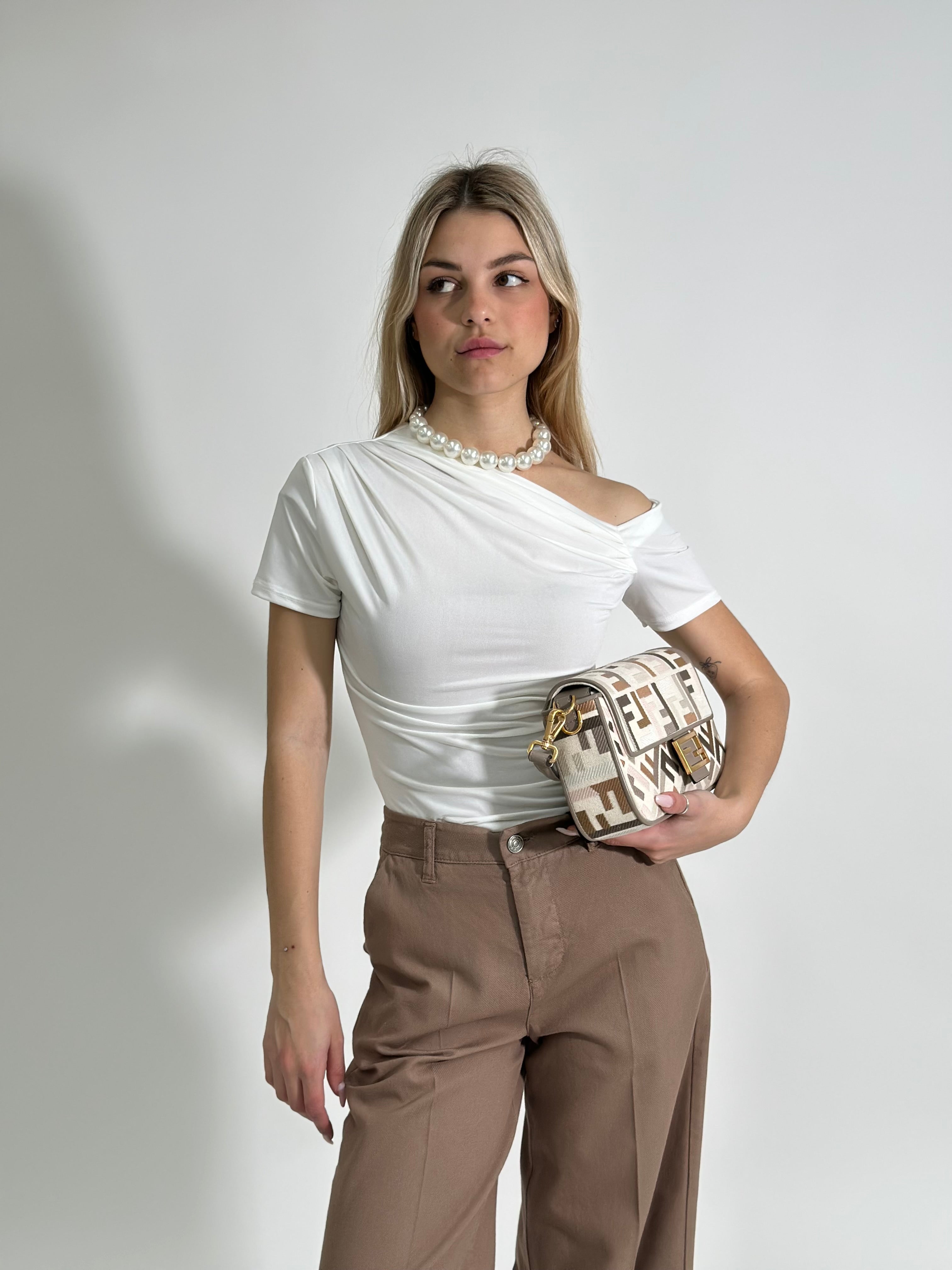 Maglia drappeggio 10953 BIANCO