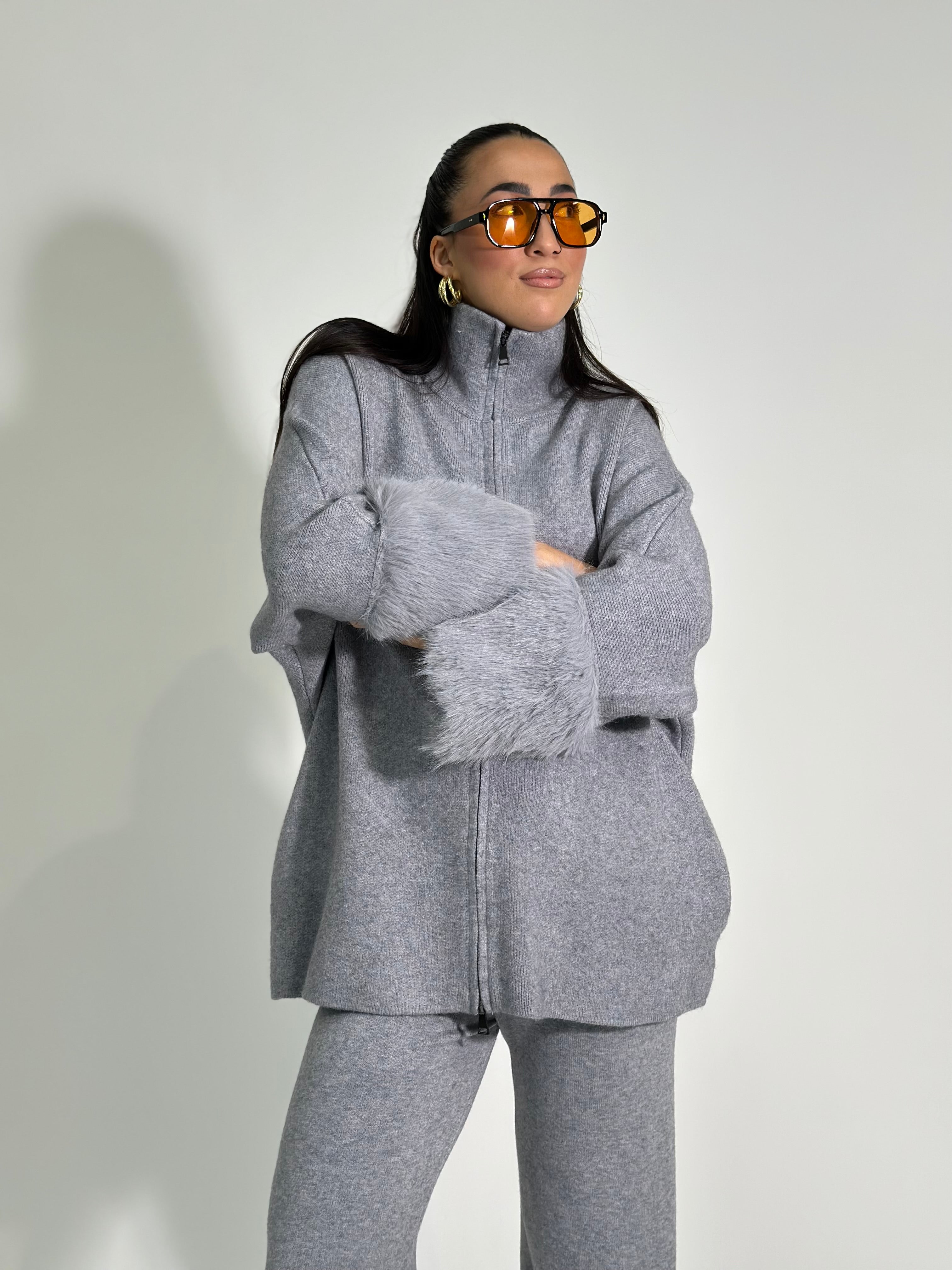 Maglia zip C686 GRIGIO