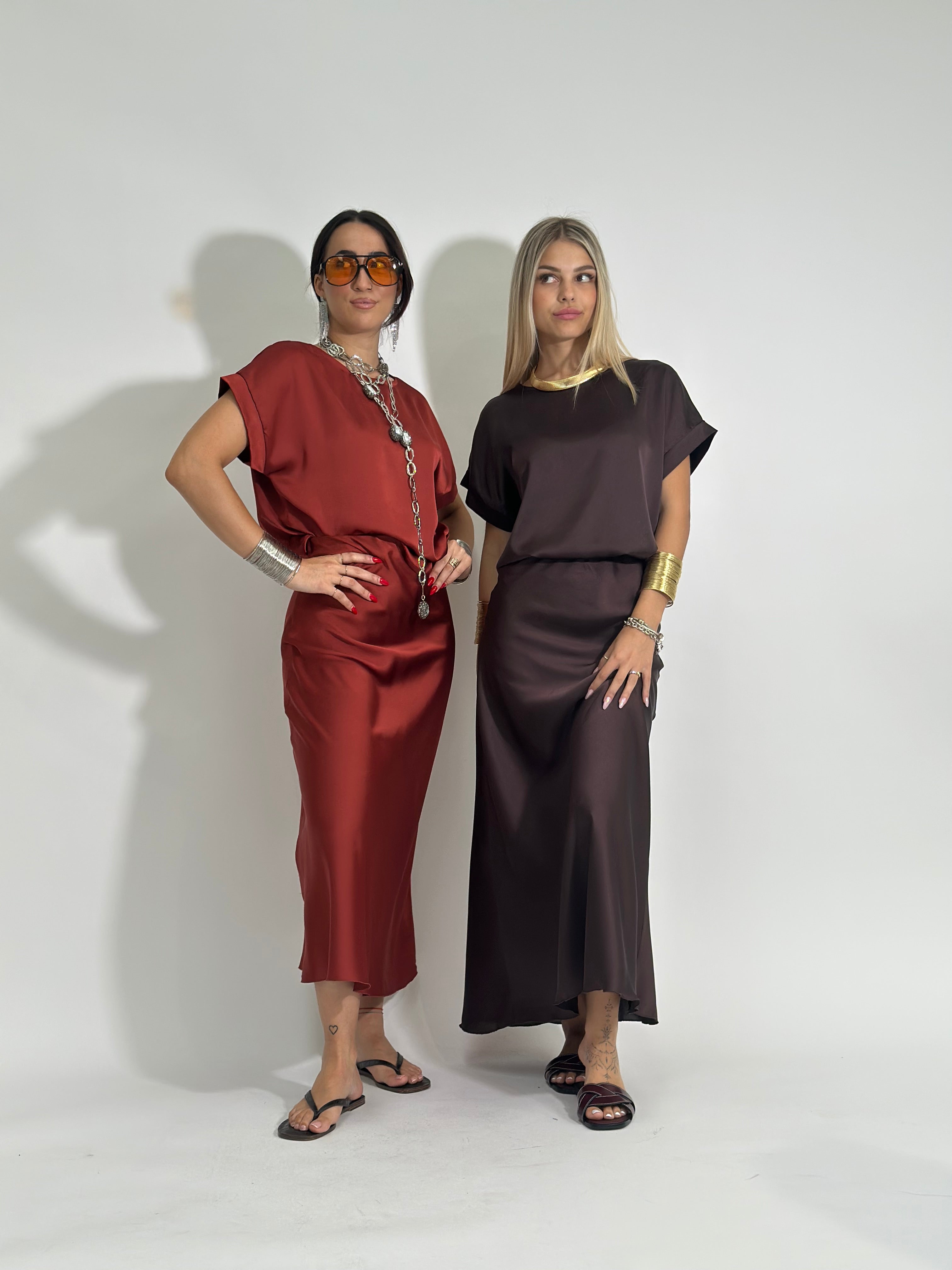 Gonna satin 2236 MATTONE