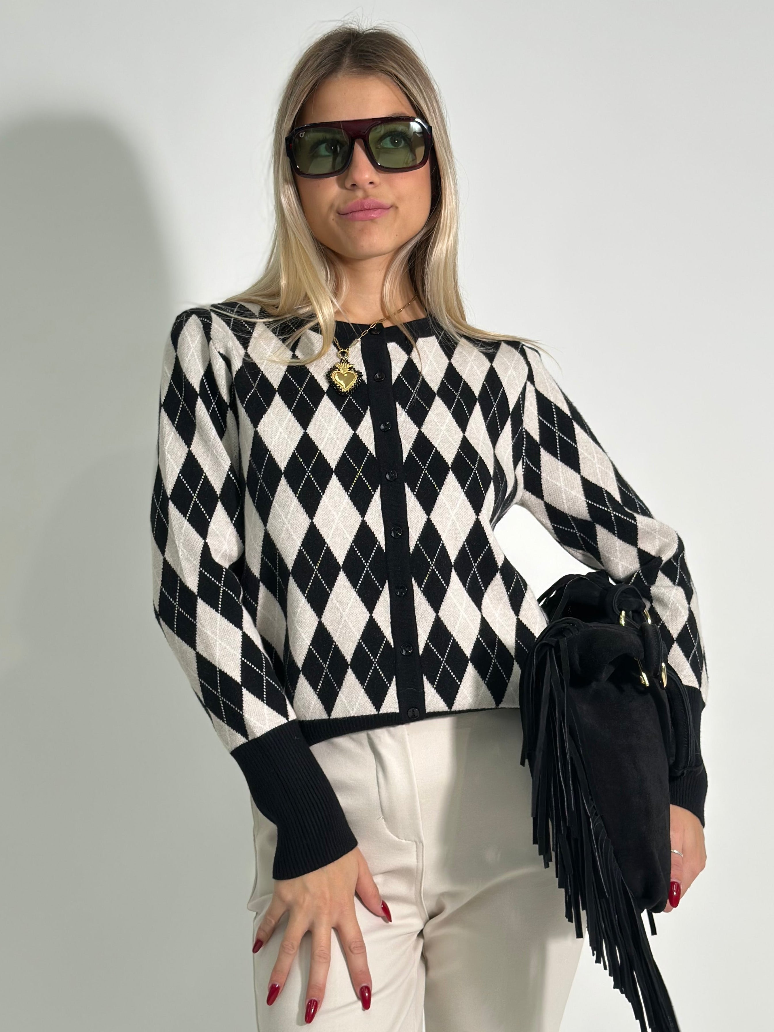 Maglia rombi 9651 NERO