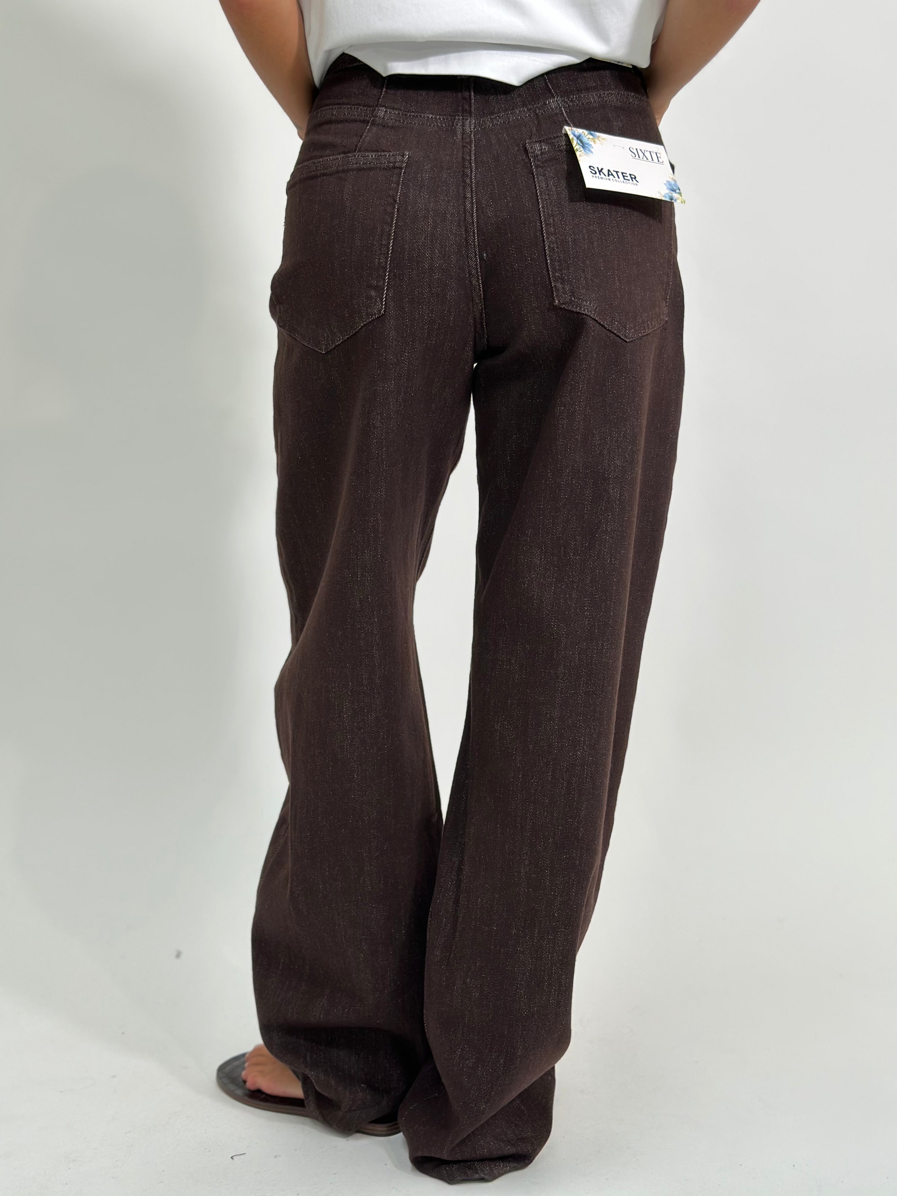 Jeans Baloon caffè H3875-2