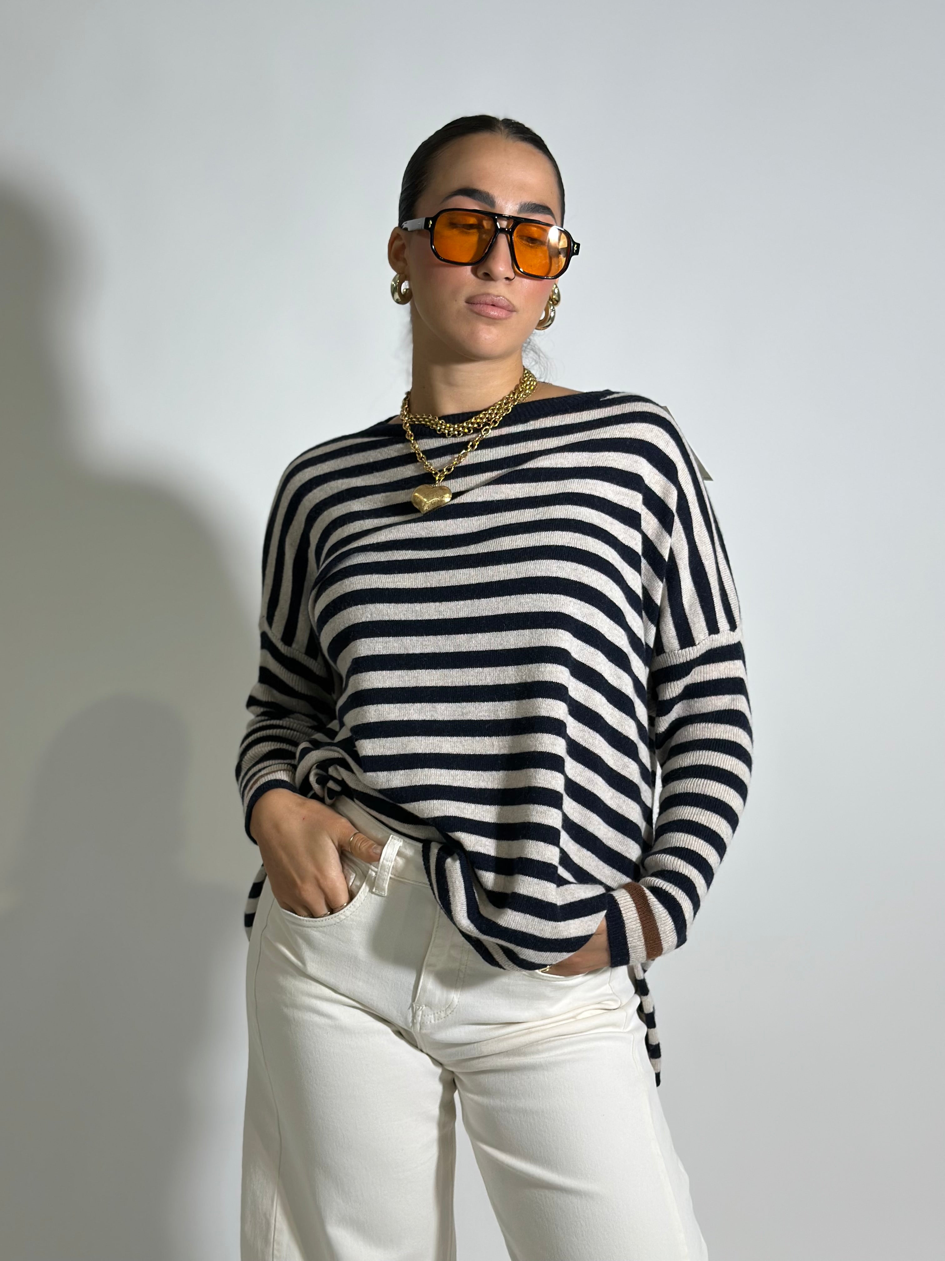 Maglia cashmere blend riga 10225 BLU