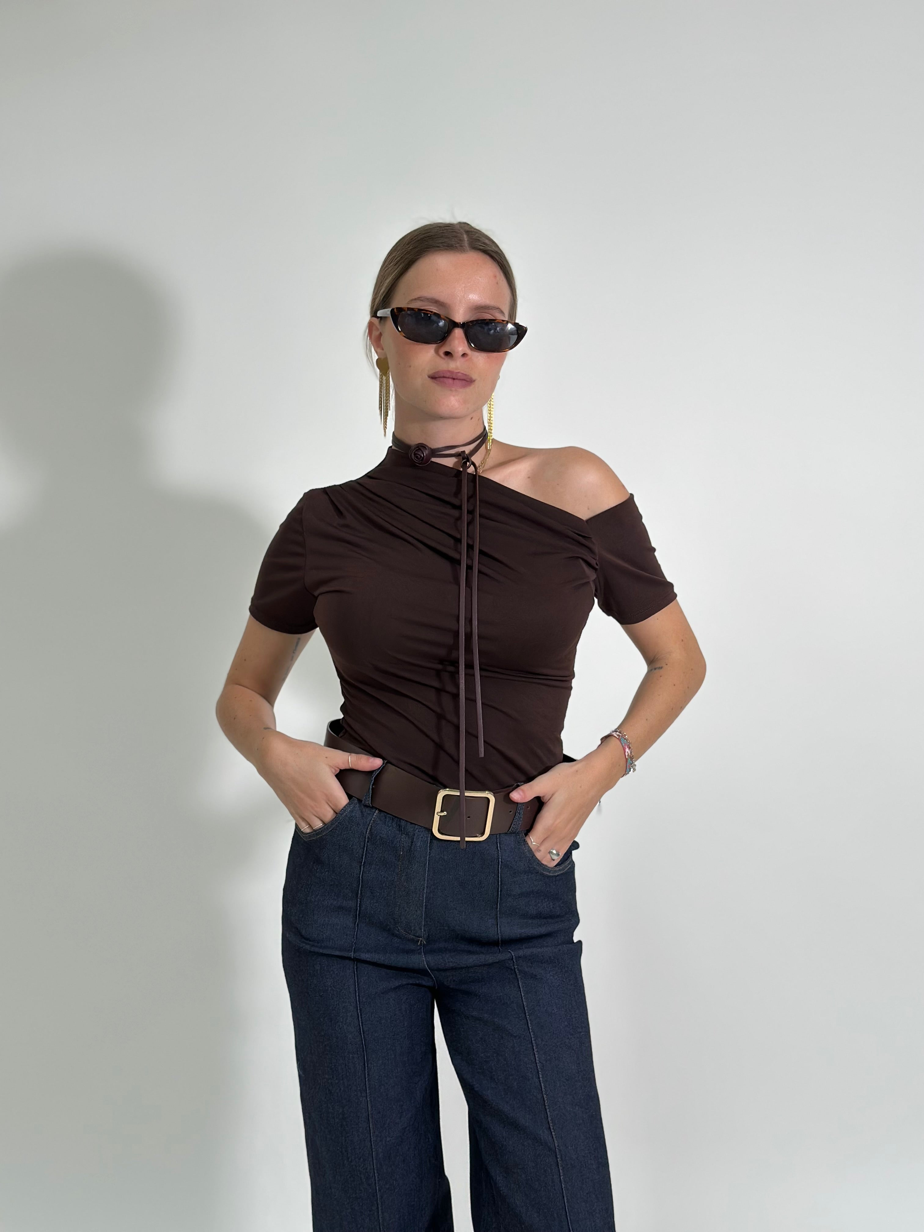 Maglia drappeggio 10953 CAFFE