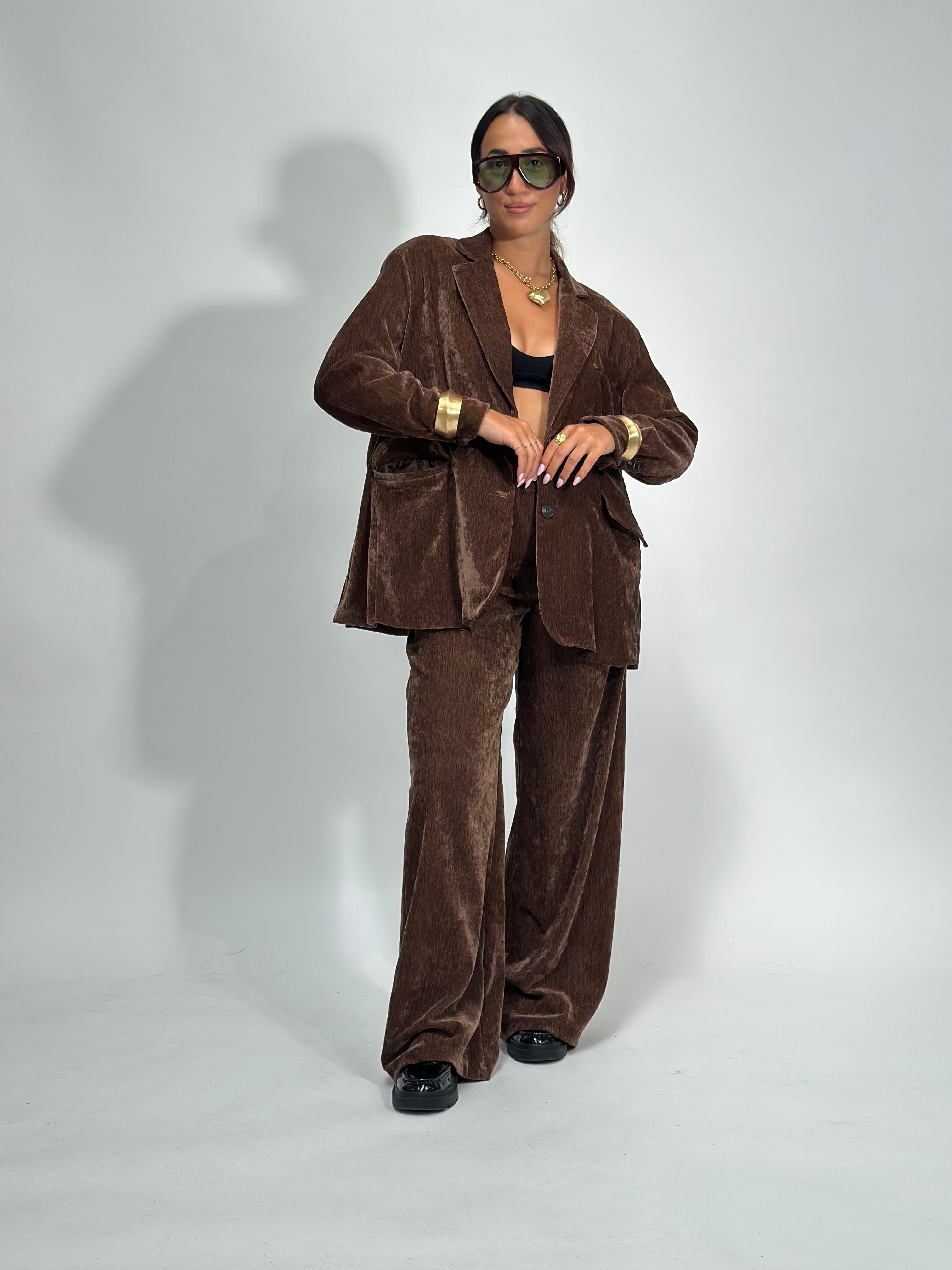 Pantalone velour 80026 MARRONE