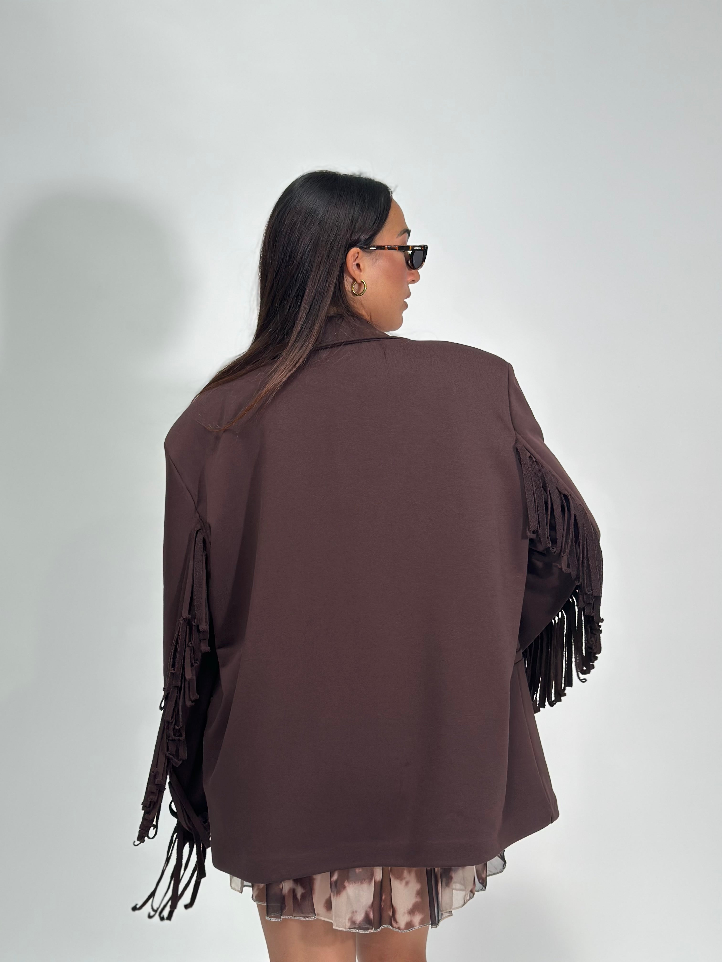 Giacca frange 02841 MARRONE